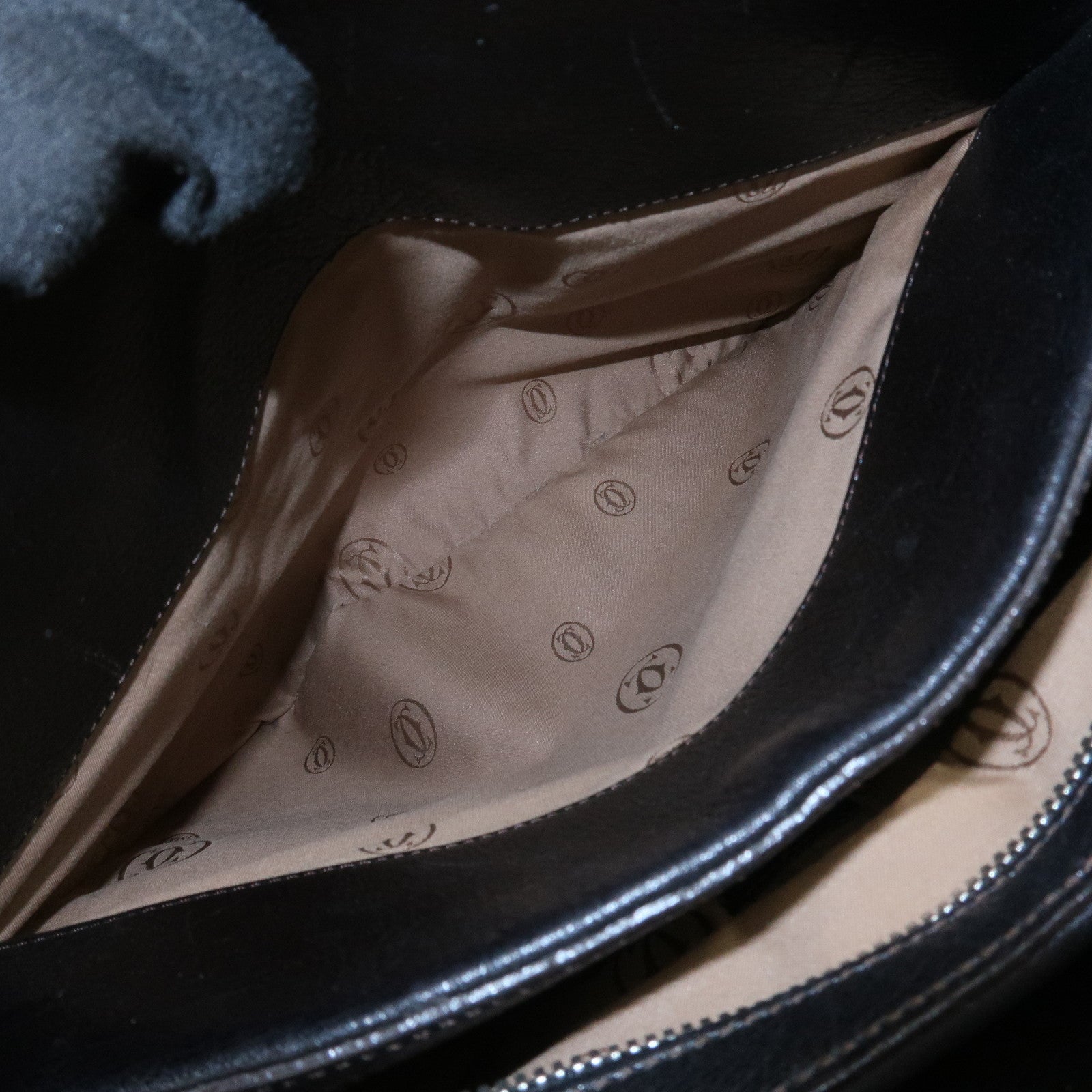 Cartier Marcello Leather Hand Bag Tote Bag Black