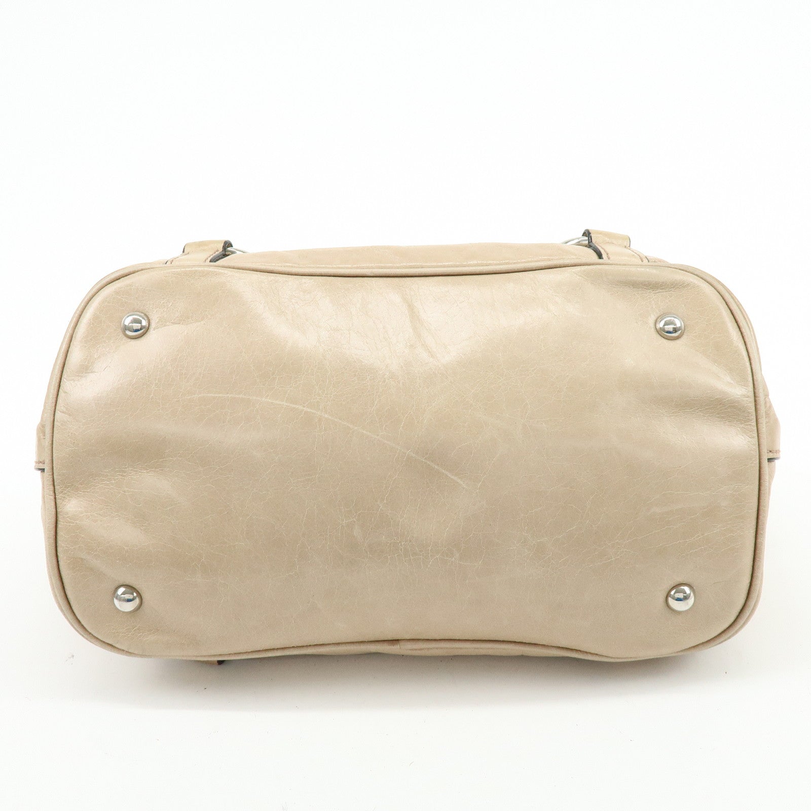 MIU MIU Leather 2Way Bag Hand Bag Shoulder Bag Beige RN0685