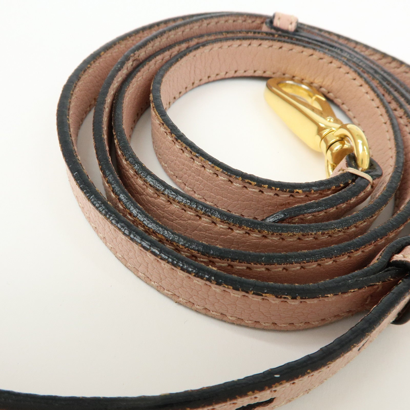 MIU MIU Leather Ribbon Shoulder Bag Crossbody Pink