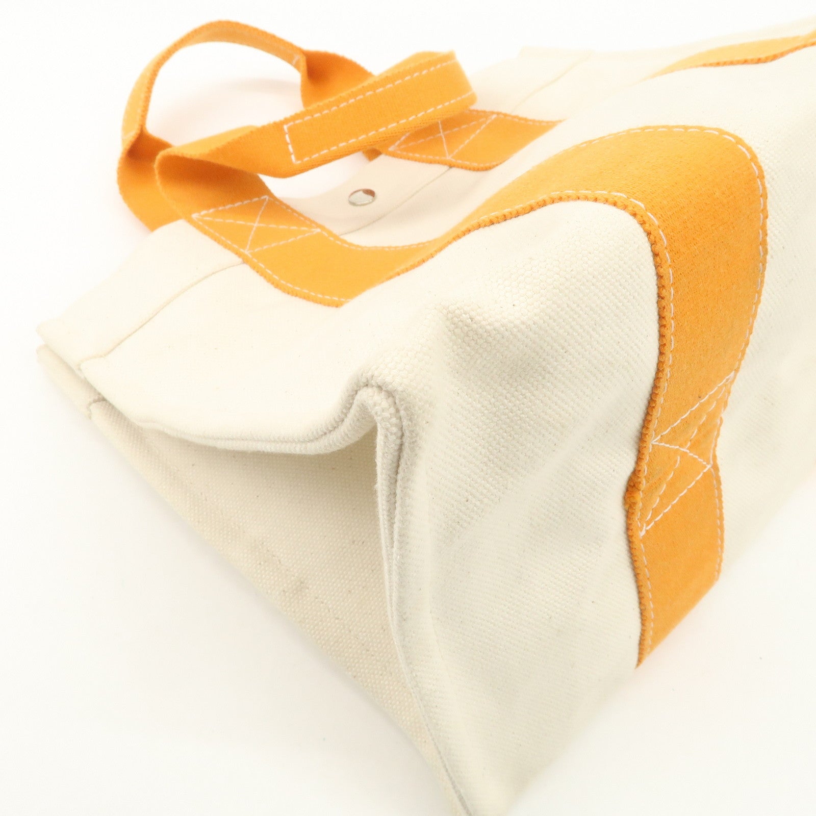 HERMES Bora Bora PM Canvas Tote Bag Hand Bag Ivory Orange Used