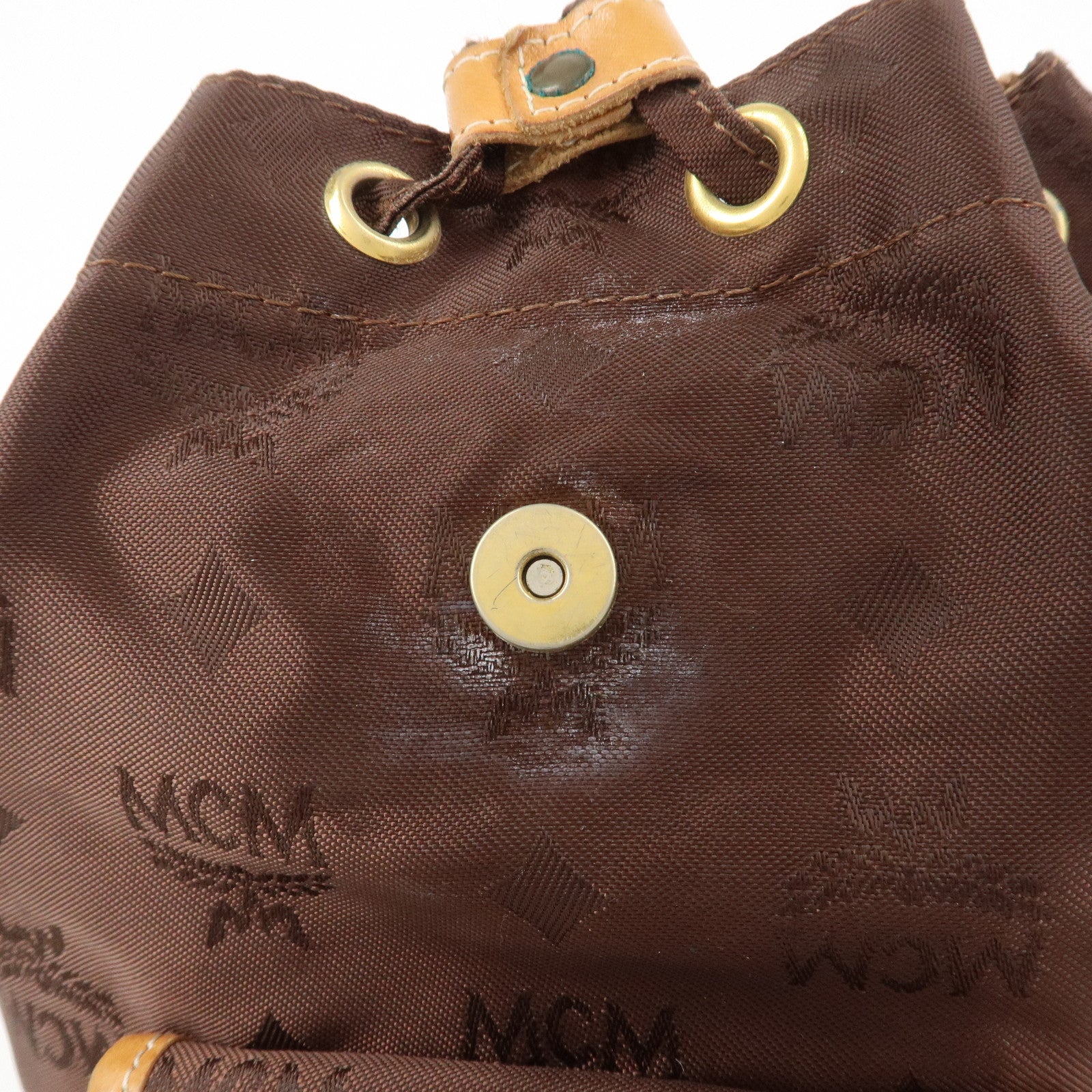 MCM Visetos Nylon Leather Backpack Rucksack Brown