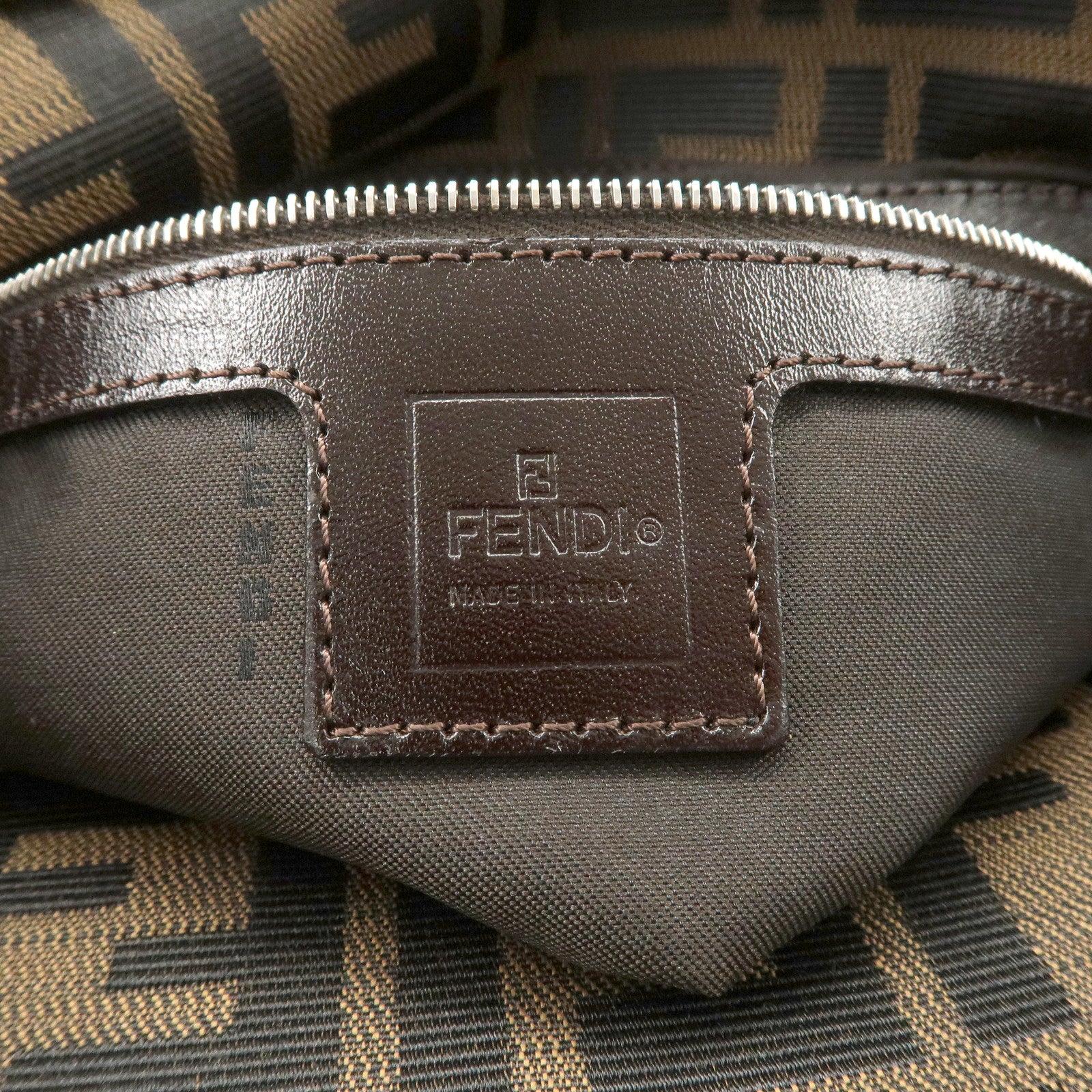 FENDI Zucca Canvas Leather Shoulder Bag Hand Bag Brown Black 26426 Used