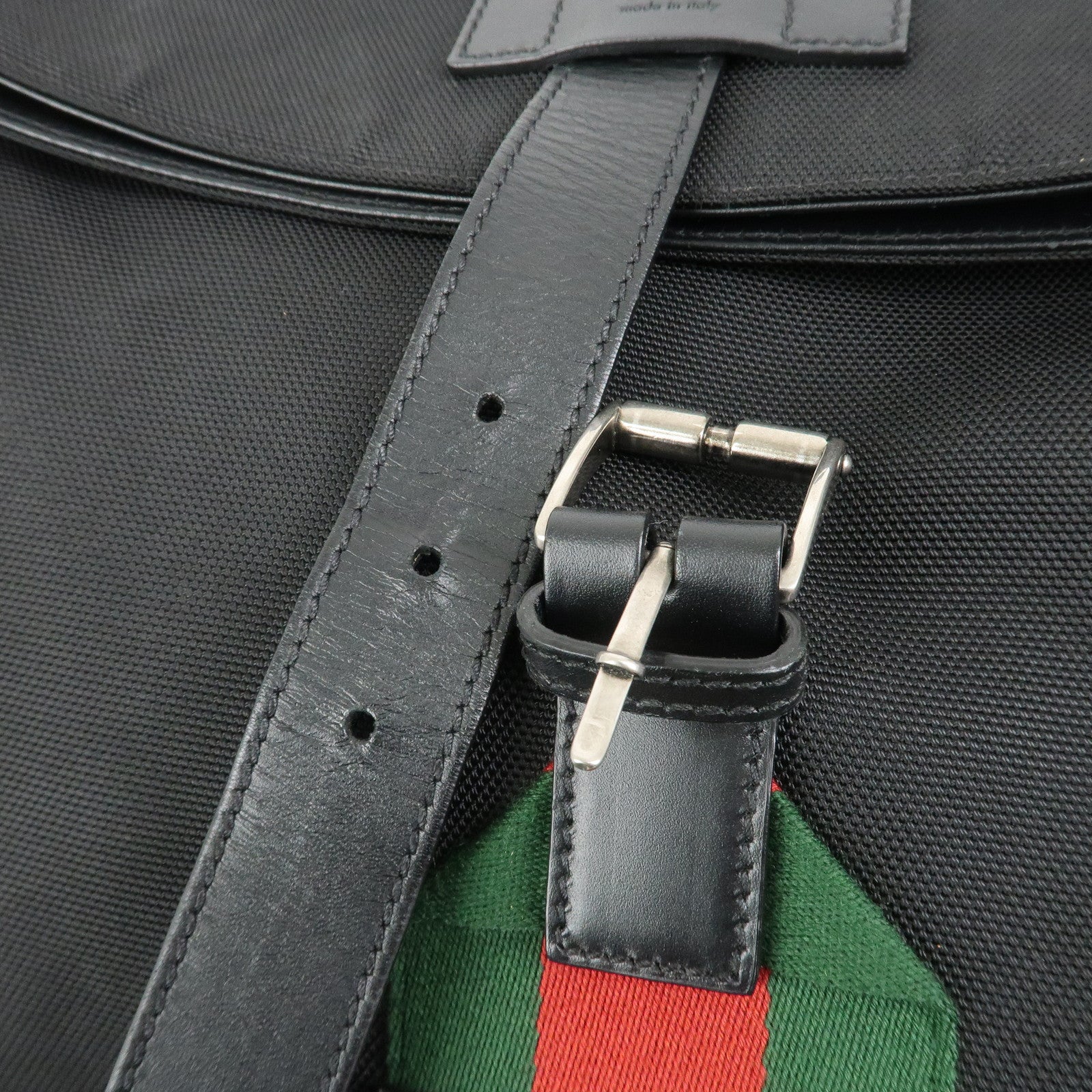 GUCCI Sherry Canvas Leather Backpack Rucksack Black 619749