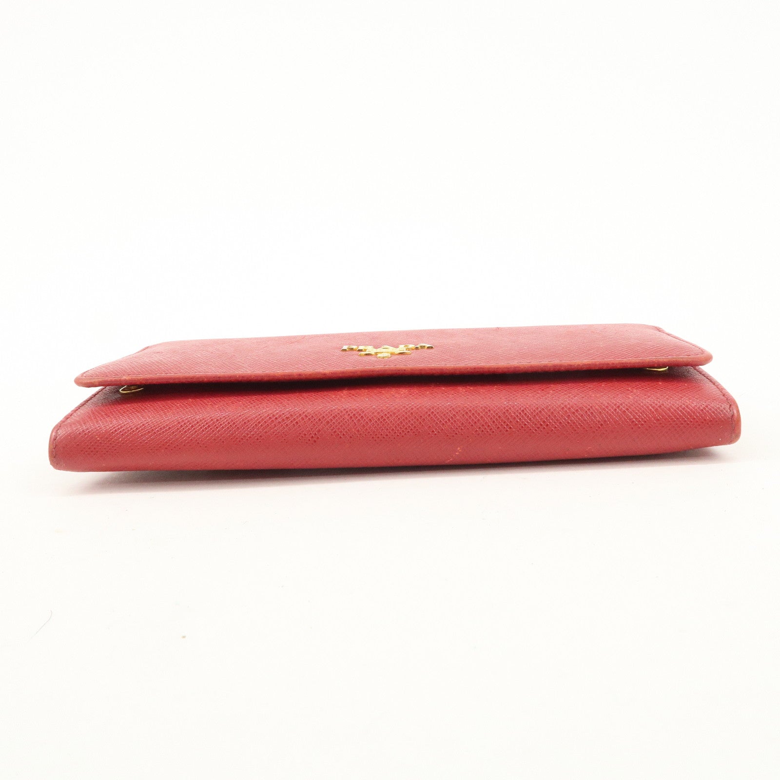 PRADA Saffiano Leather Set of 2 Long Wallet Red 1MH132 Used