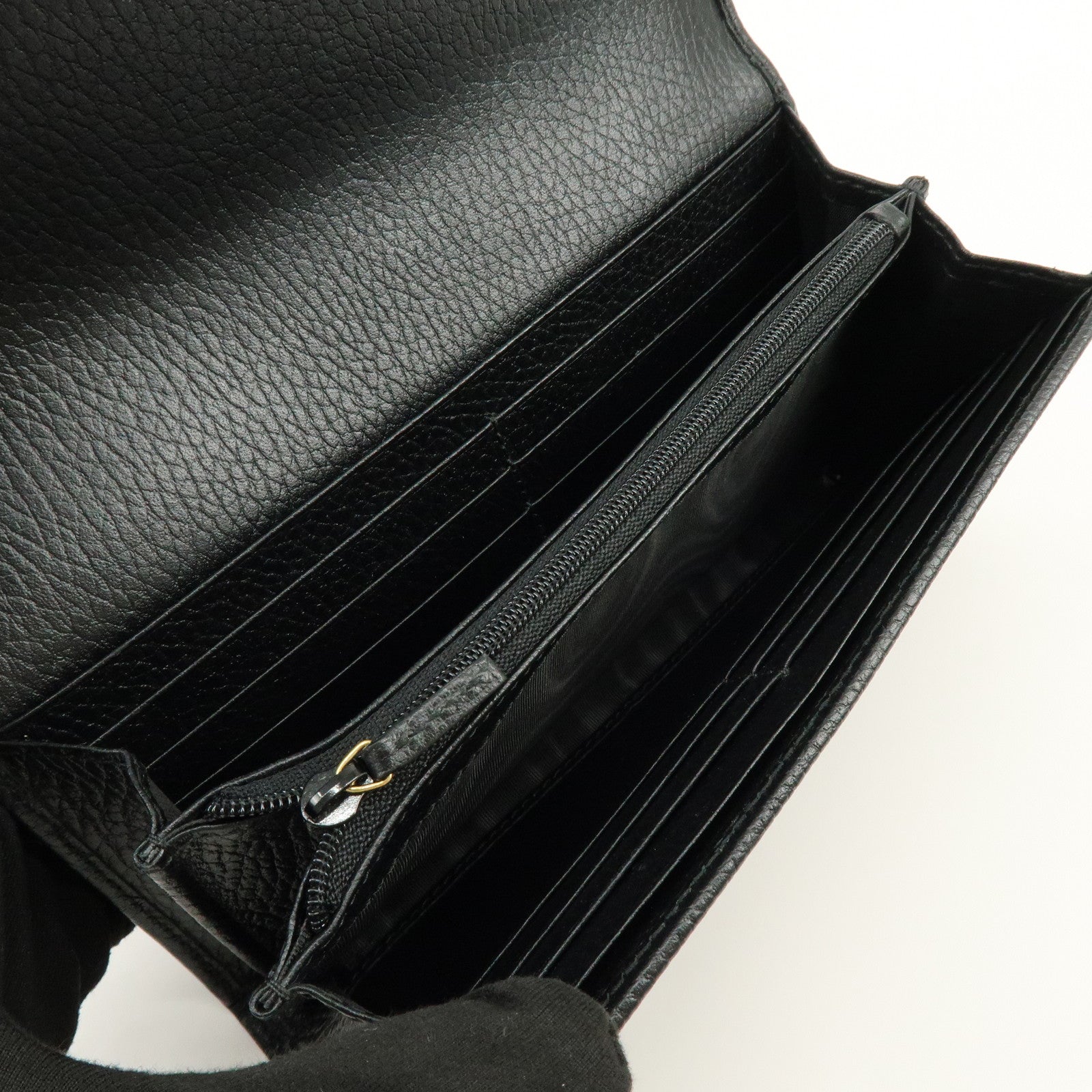 GUCCI GG Marmont Leather Long Flap Wallet Black 456116