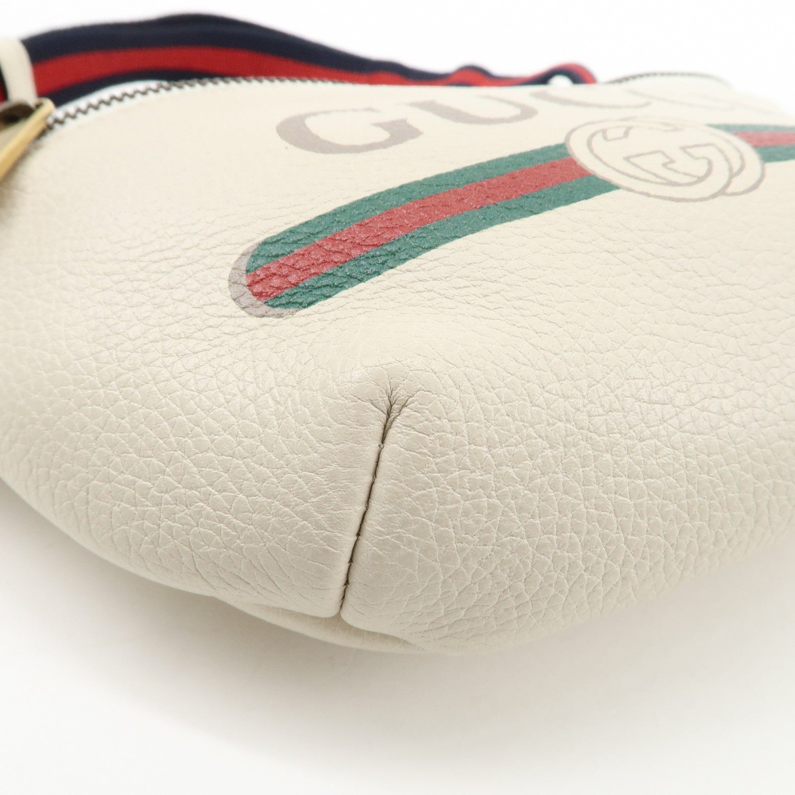 GUCCI Sherry Leather Canvas Waist Bag Crossbody Bag Ivory 527792