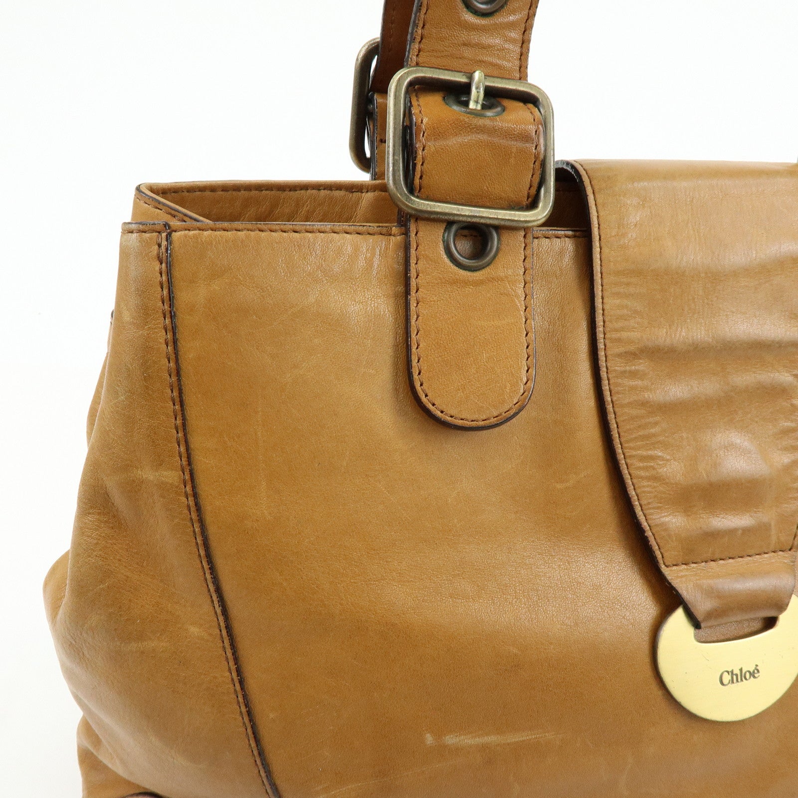 Chloe Maroquinerie Leather Tote Bag Shoulder Bag Hand Bag Brown
