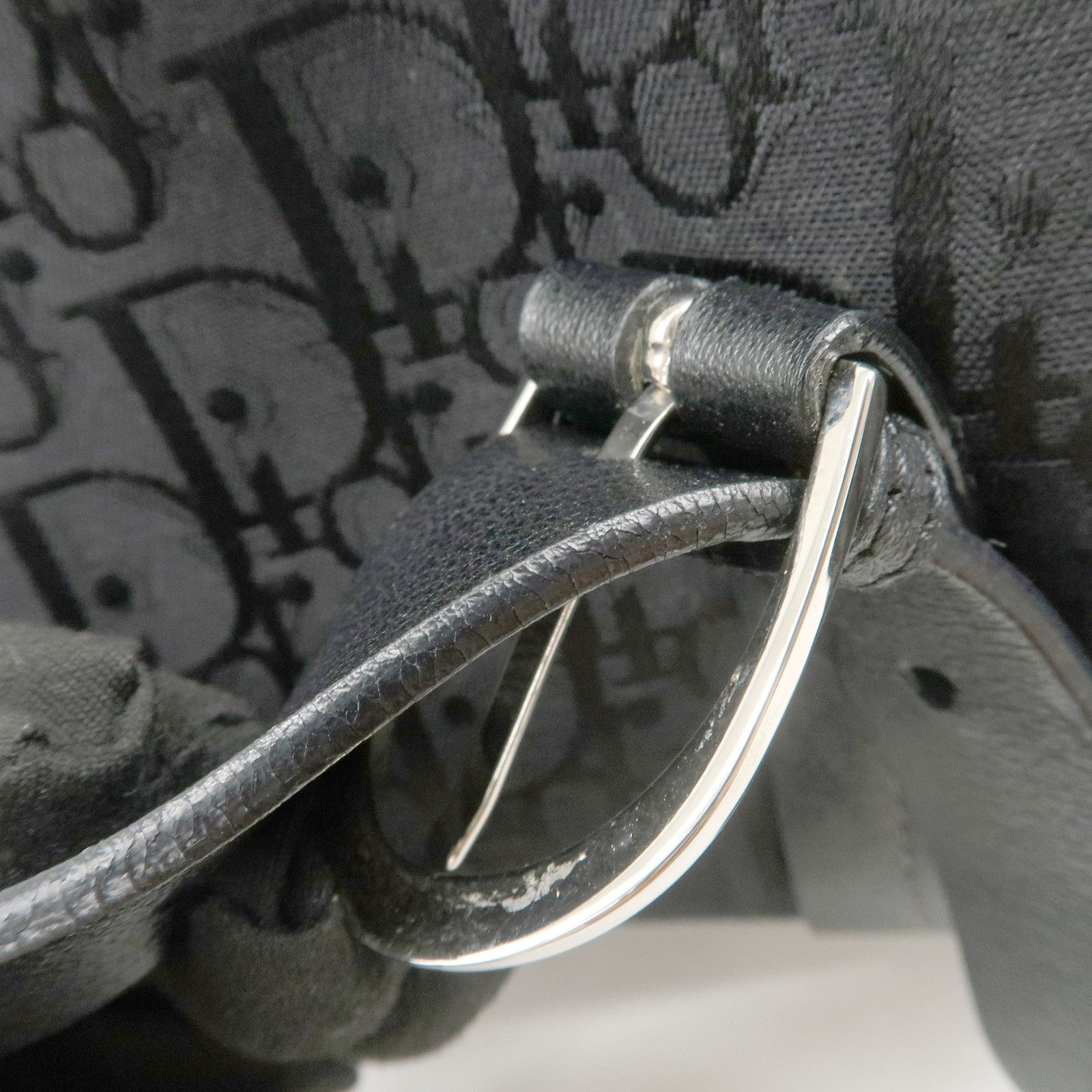 Christian Dior Trotter Canvas Leather Boston Bag Hand Bag Black