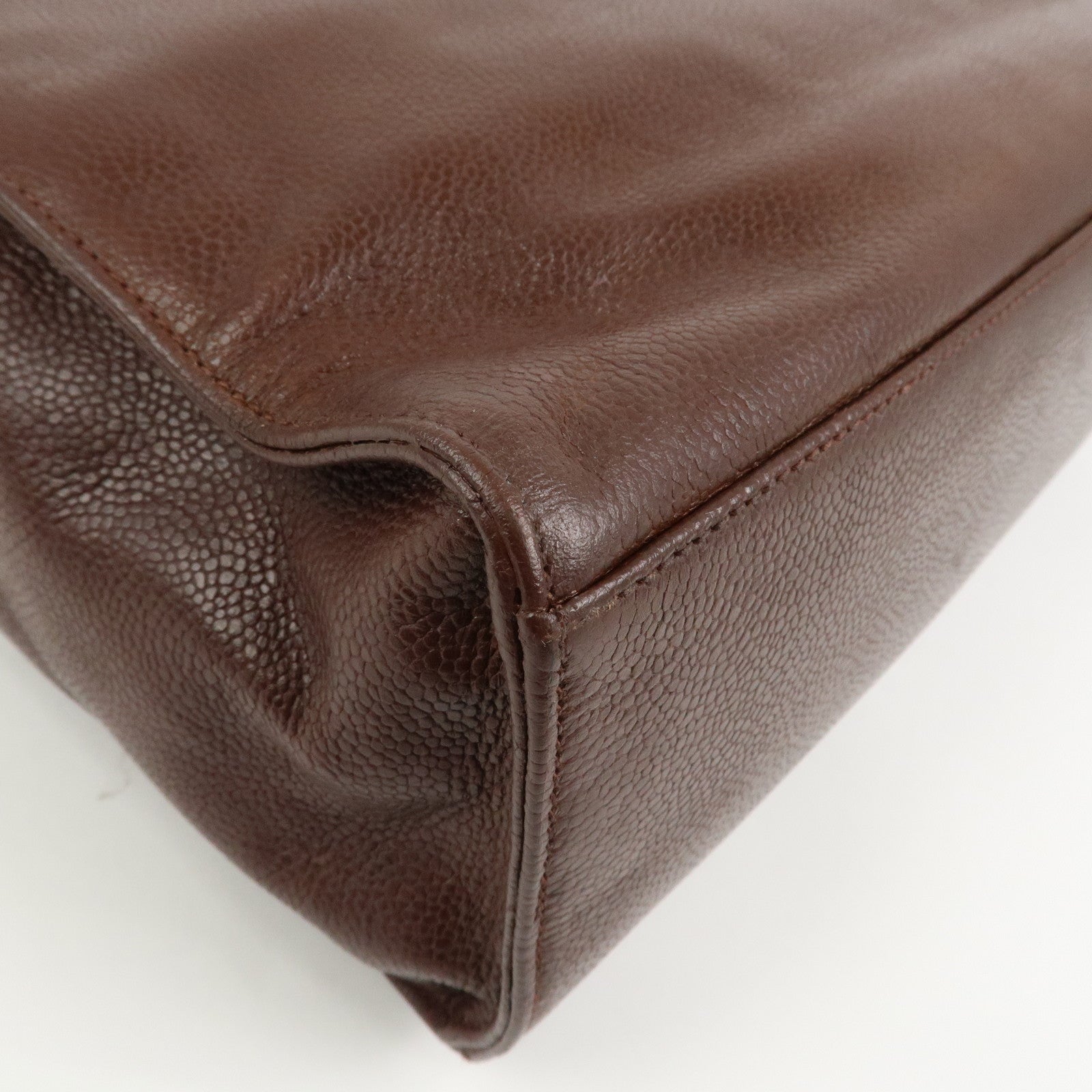 CHANEL COCO Mark Caviarskin Tote Bag Shoulder Bag Brown