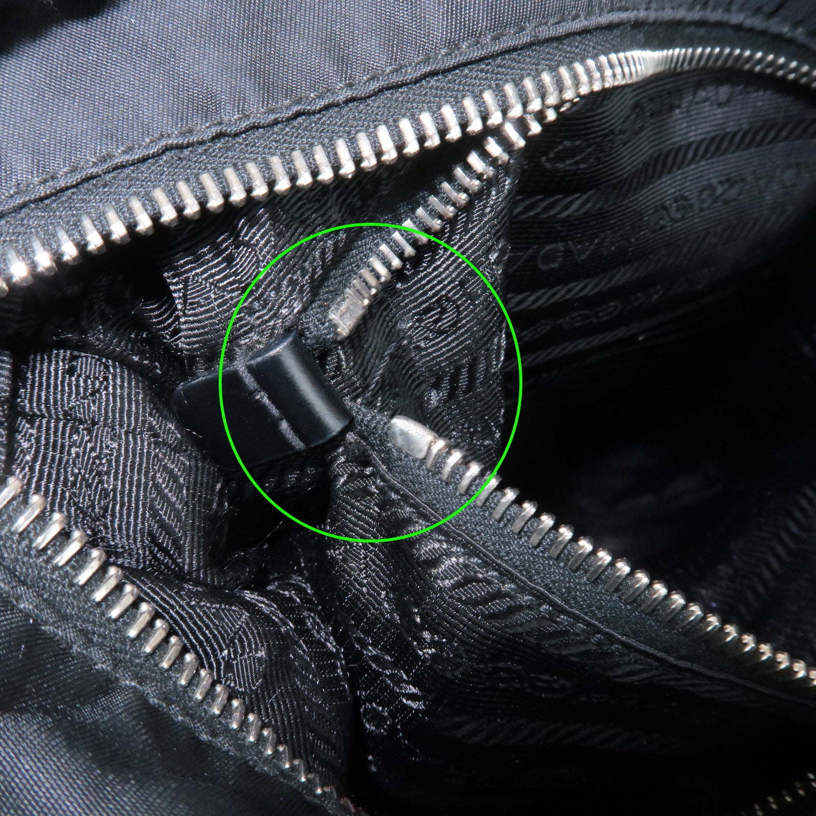 PRADA Triangel Logo Leather Nylon 2Way Bag Tote Bag Black BN1066