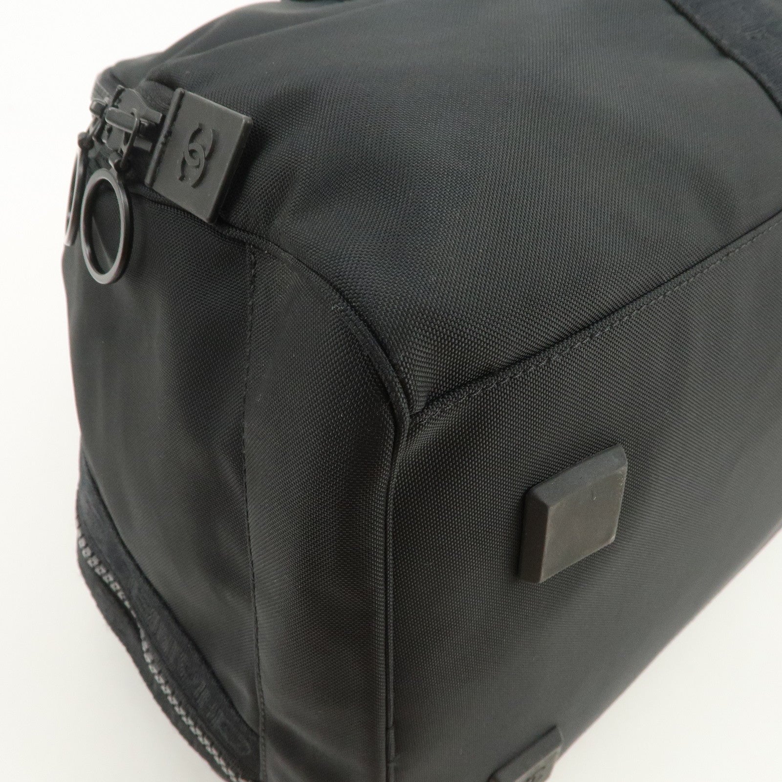 CHANEL Sports Line COCO Mark Nylon Boston Bag Hand Bag Black