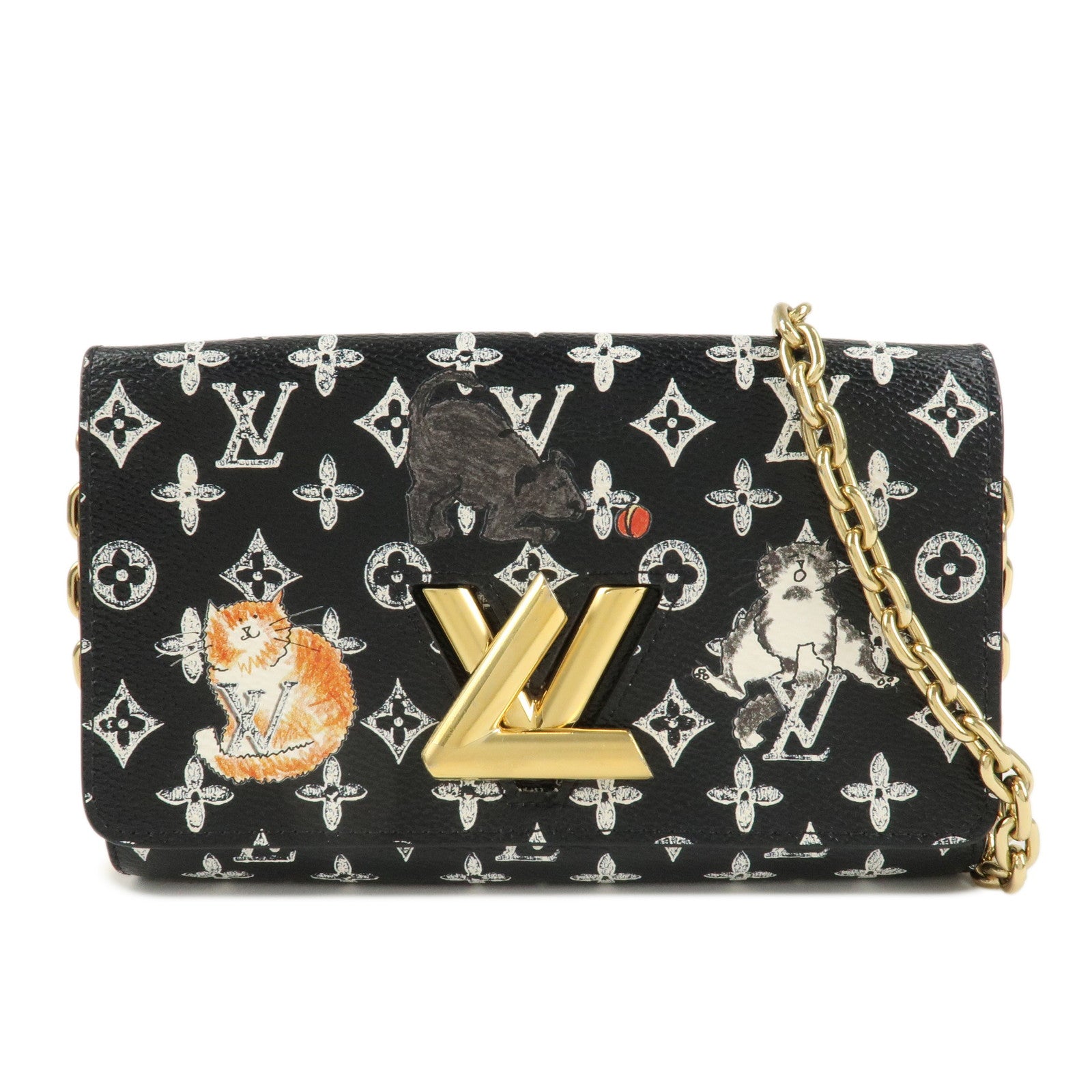 Louis Vuitton Catgram Portefeuille Chain Wallet Bag M63888 Used