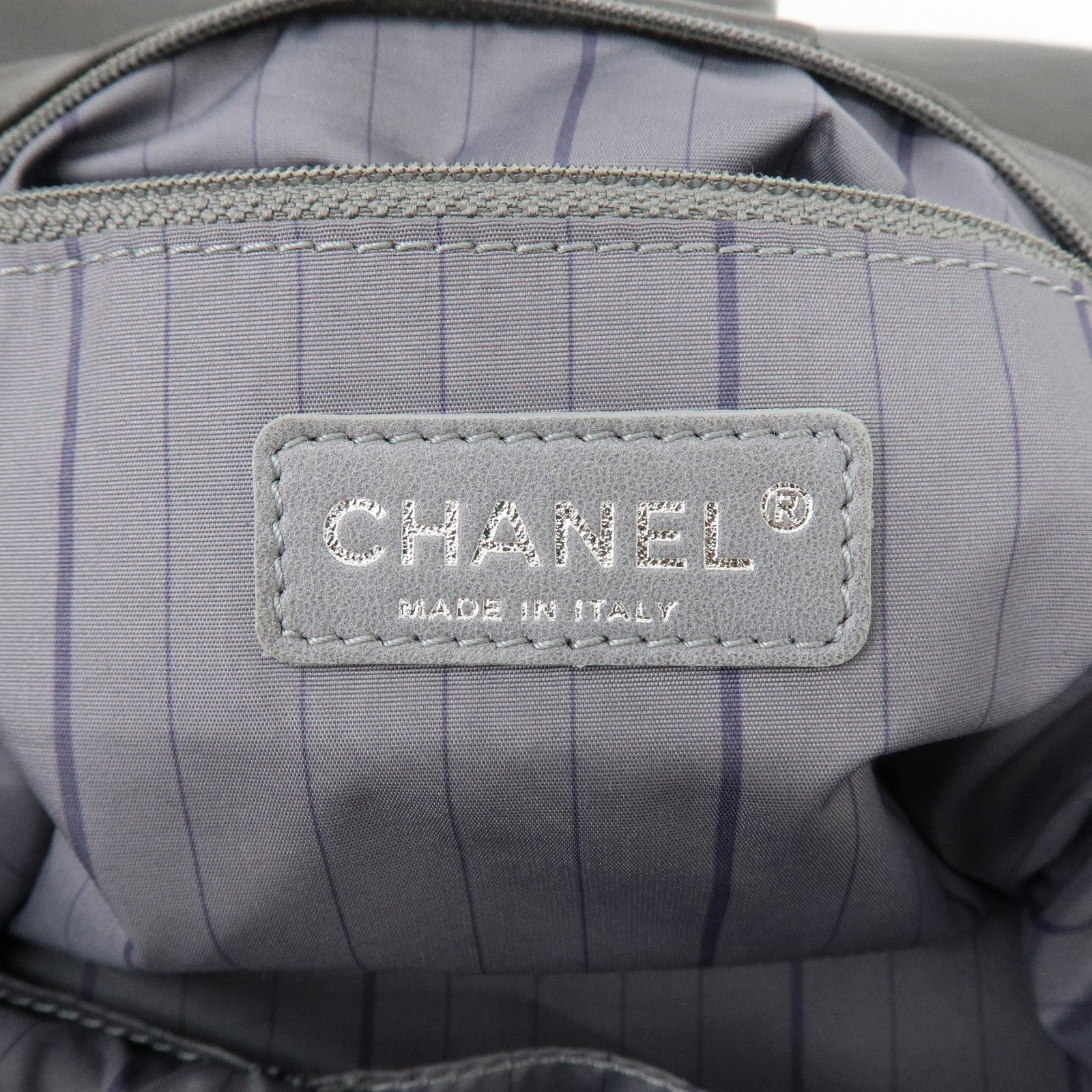 CHANEL COCO Mark Lamb Skin Chain Flap Shoulder Bag Gray