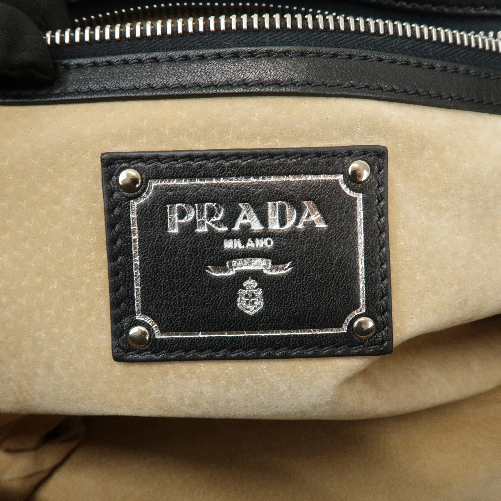 PRADA Calf Leather Shoulder Bag Black BR4479