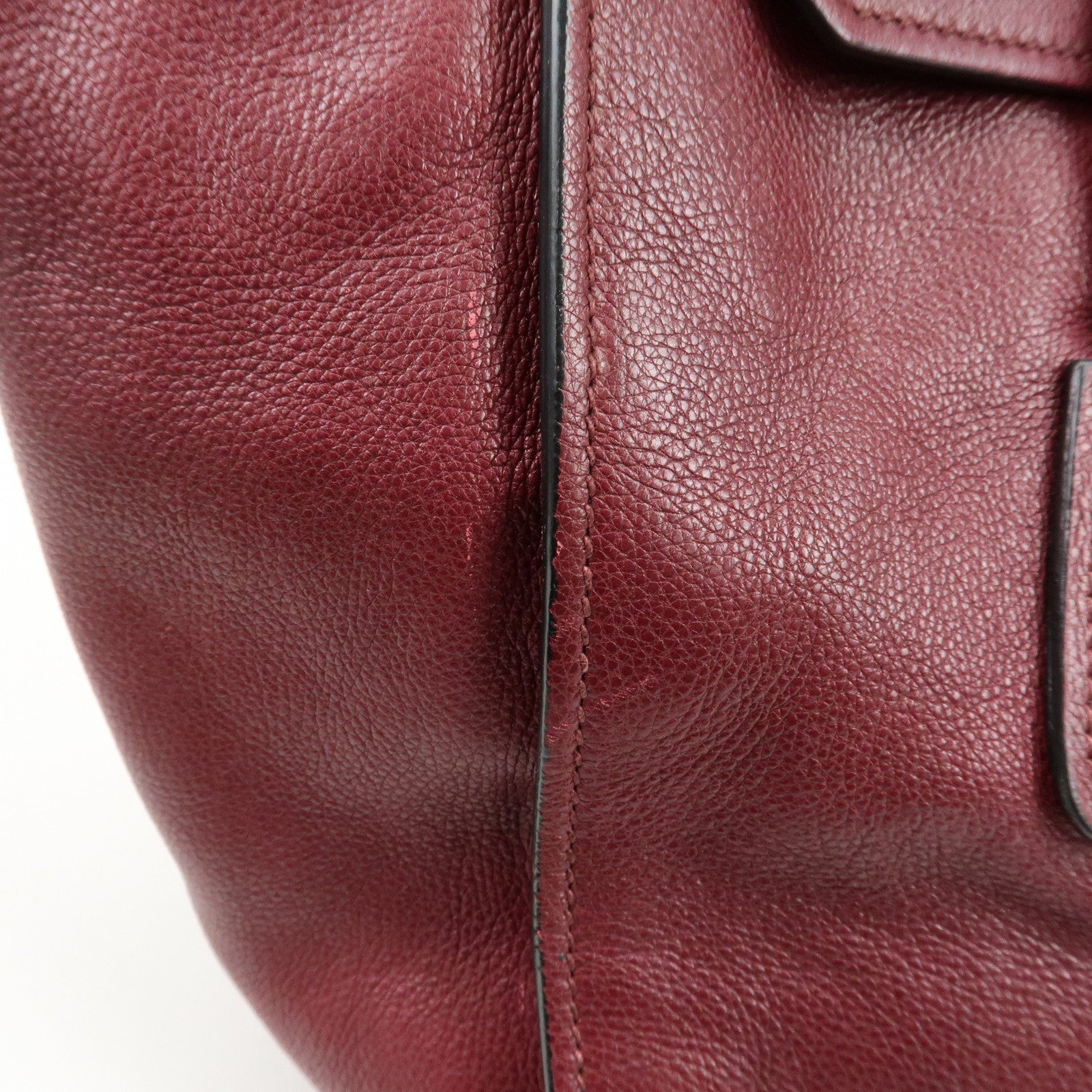 PRADA Leather 2Way Bag Flap Tote Bag Hand Bag Bordeaux