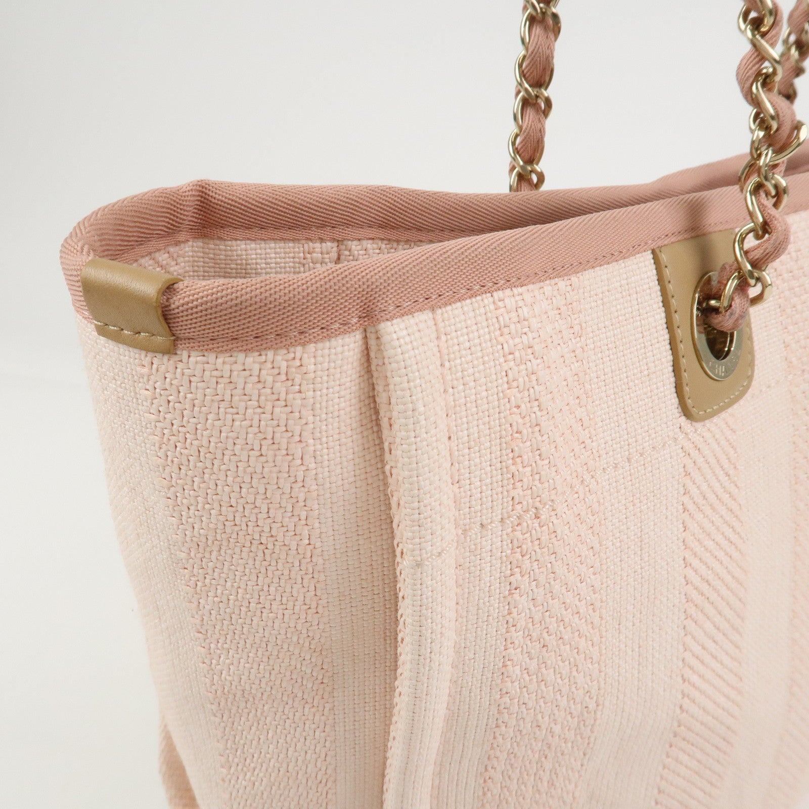 CHANEL Deauville MM Tweed Leather Tote Bag Shoulder Bag A67001
