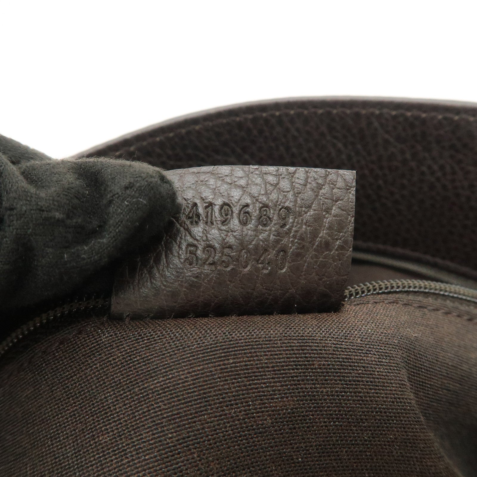 GUCCI Logo Leather Tote Bag Shoulder Bag Dark Brown 419689