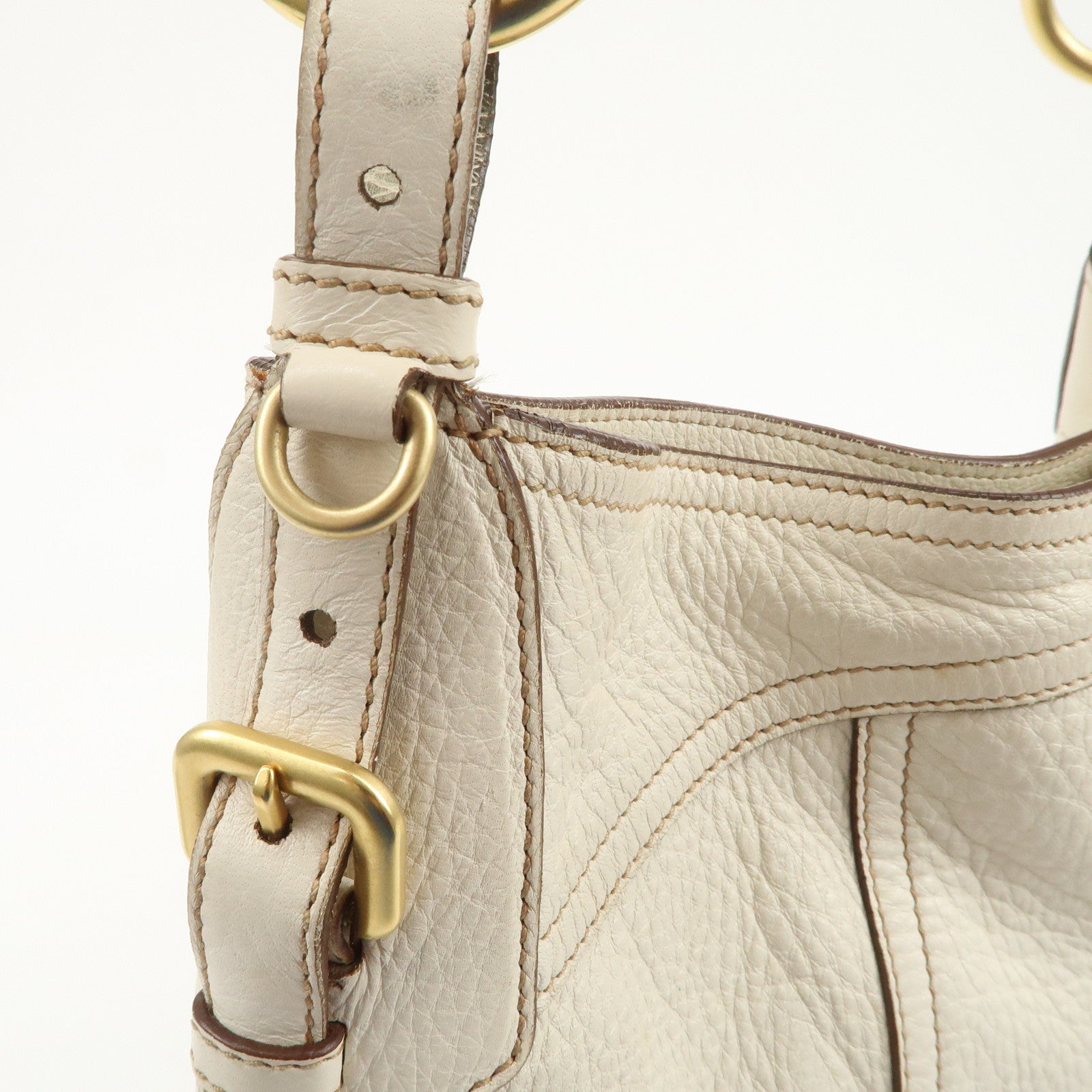 PRADA Logo Shoulder Bag Hand Bag Ivory