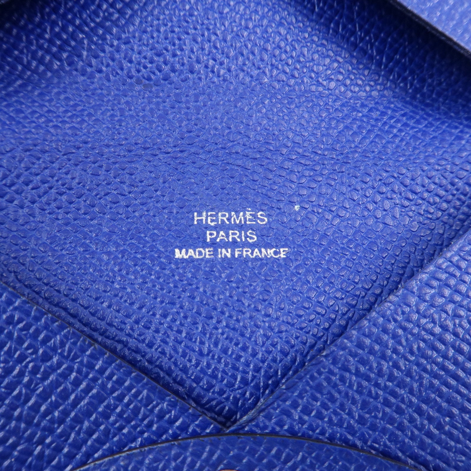 HERMES CALVI Veau Epsom Card Case Card Holder Z Stamped Blue