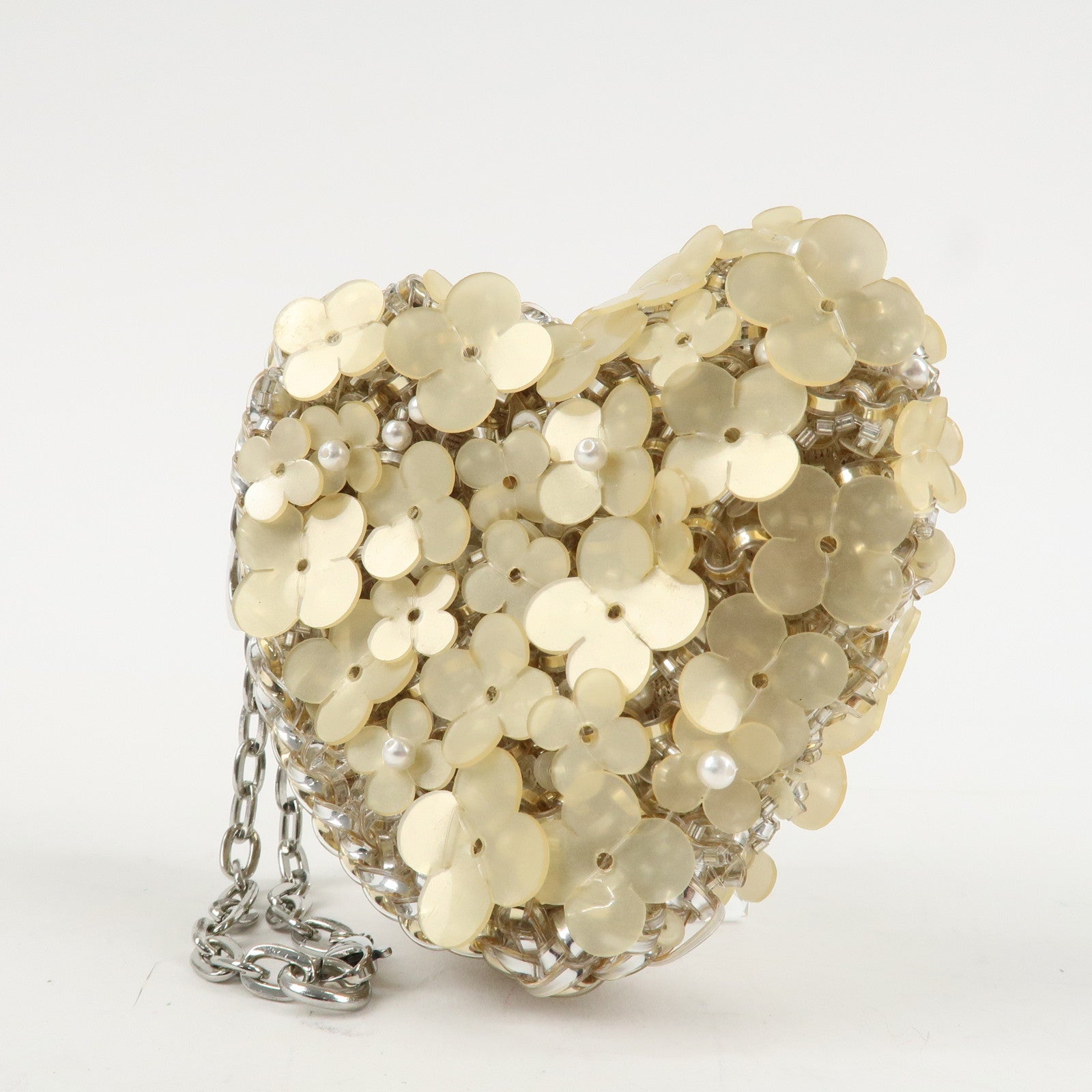 ANTEPRIMA Heart Flower Plastic Bijou Pouch Accessory Case Beige Used