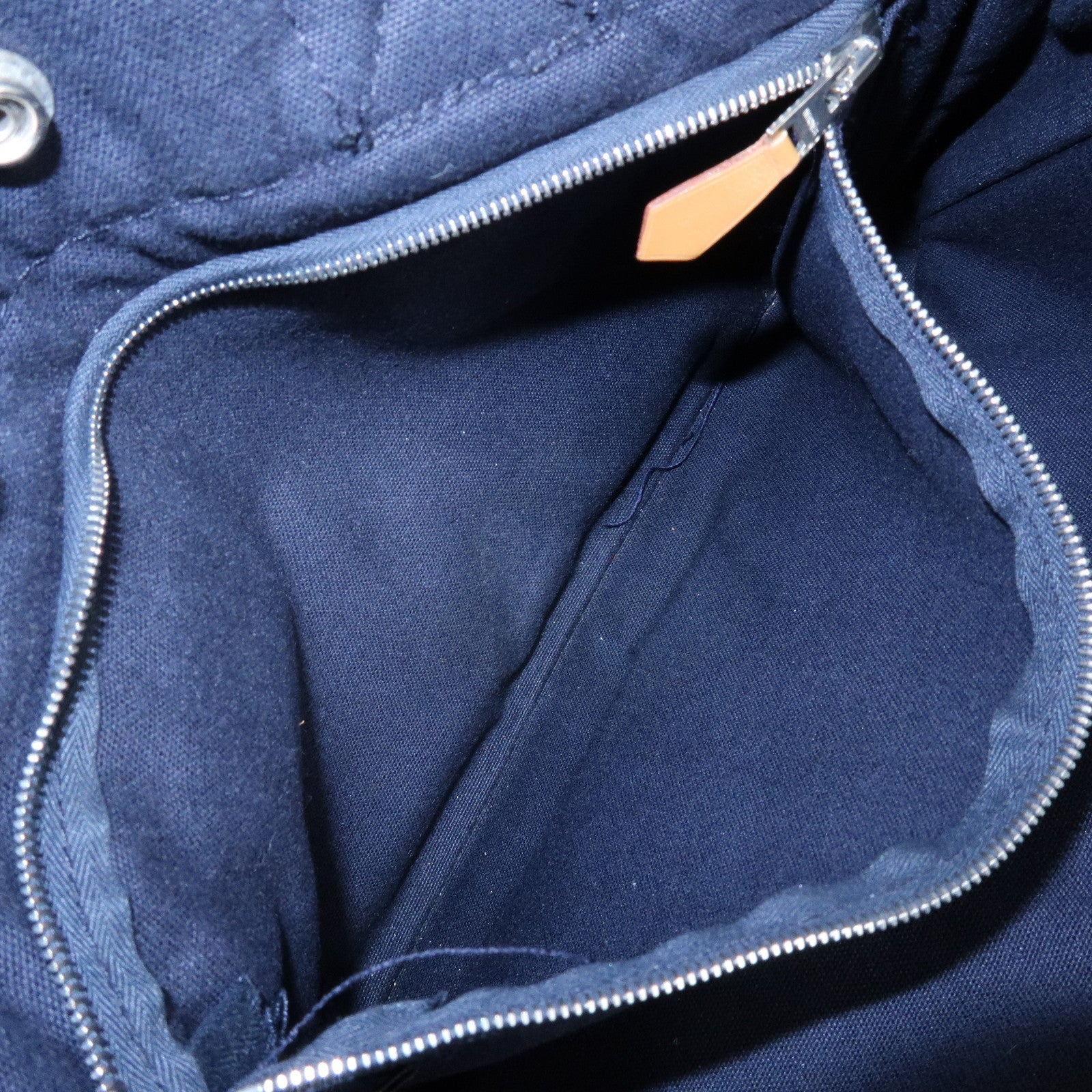 HERMES Fourre Tout Canvas PM Tote Bag Hand Bag Navy