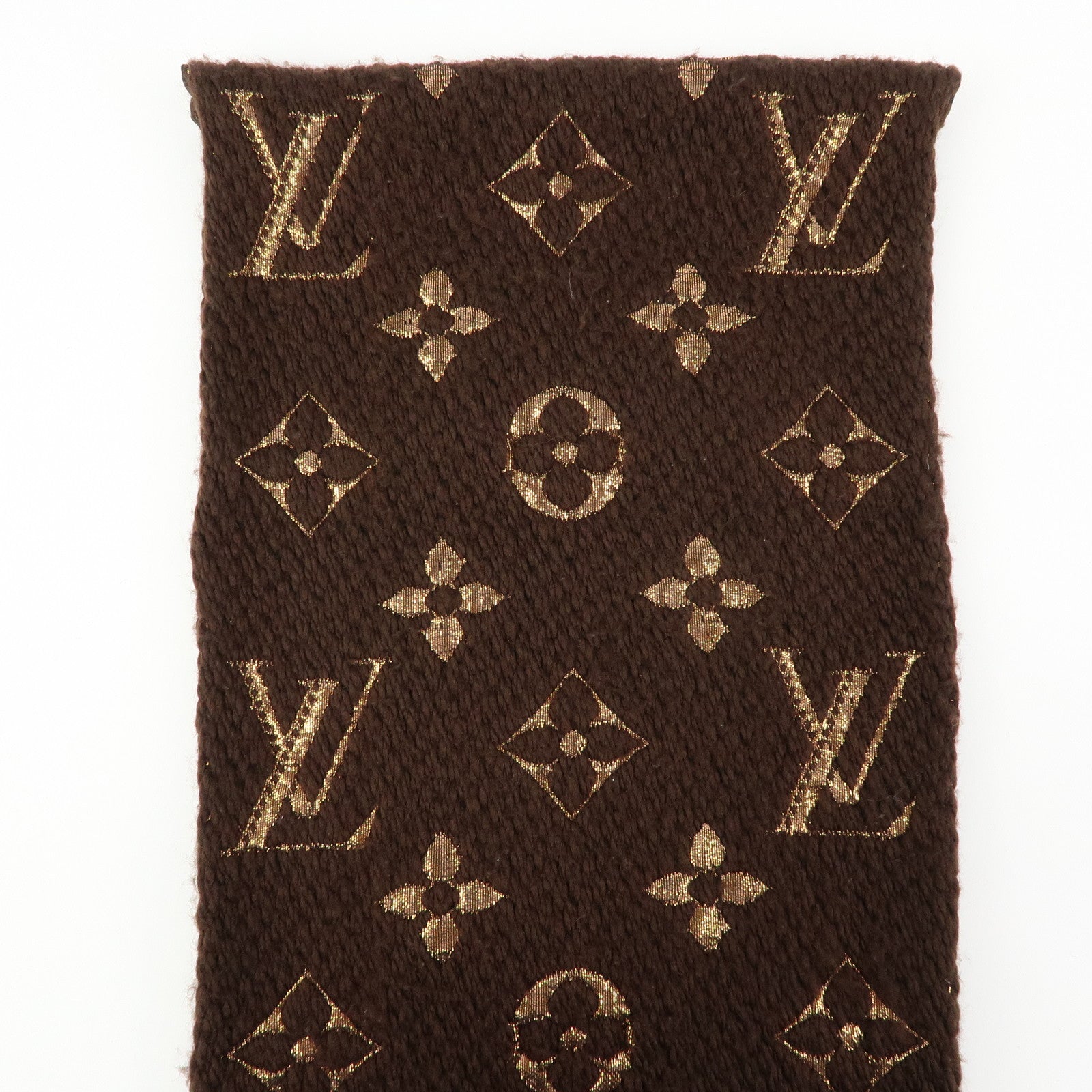 Louis Vuitton Echarpe Logomania Shine Wool Silk Scarf Brown M71383
