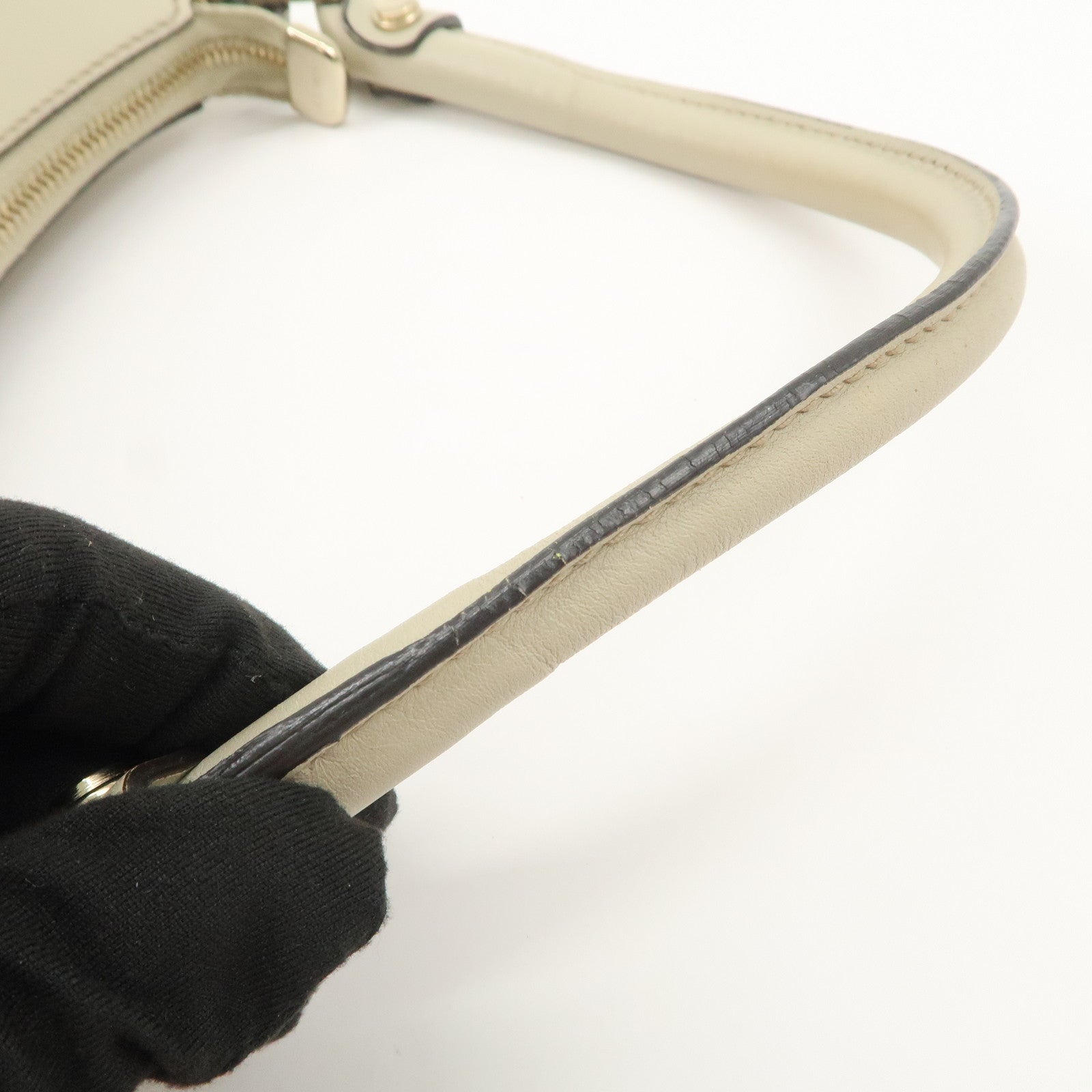 GUCCI Abbey Guccissima Leather Shoulder Bag Hand Bag Ivory 190525 Used