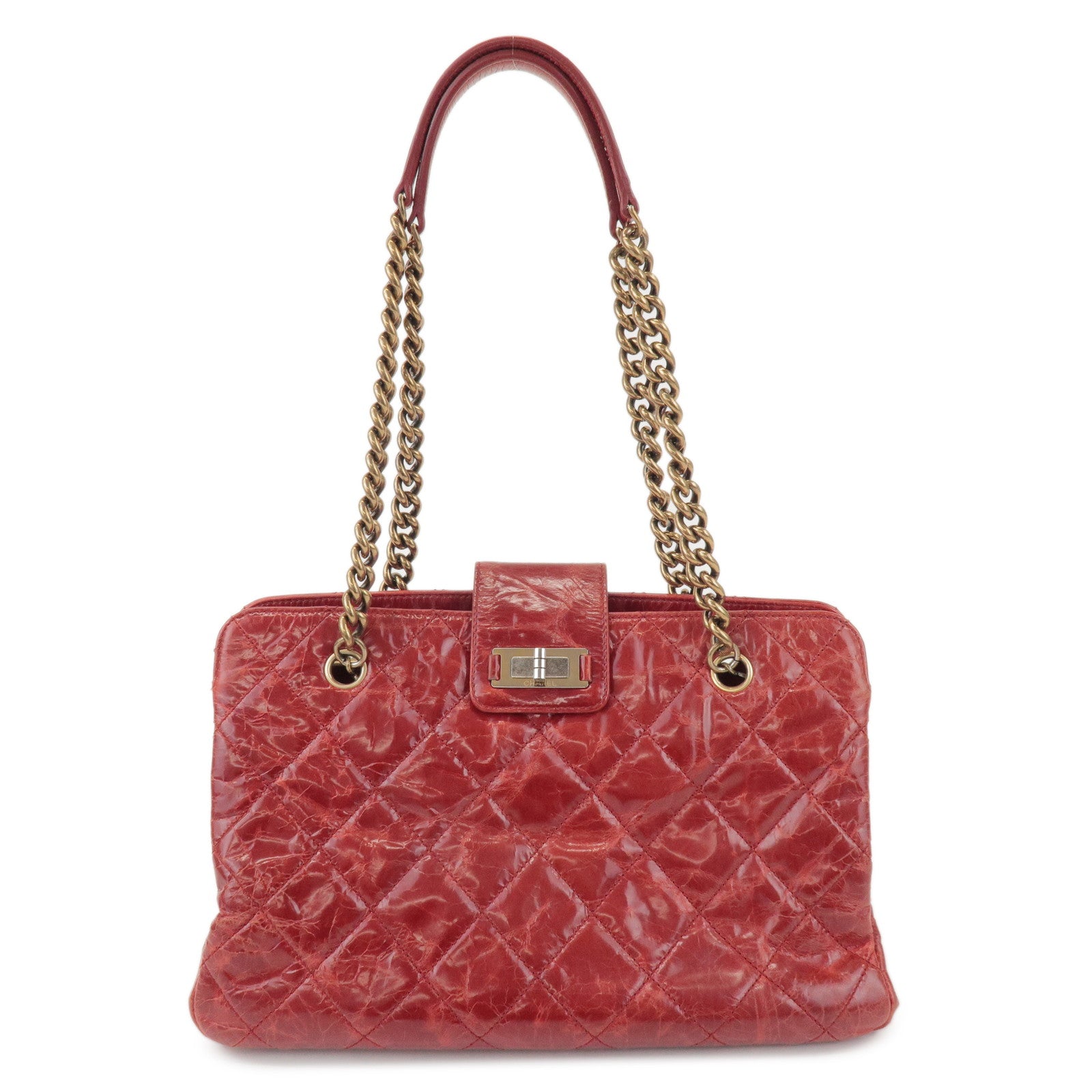 CHANEL CHANEL 2.55 Leather Chain Shoulder Bag Hand Bag Red