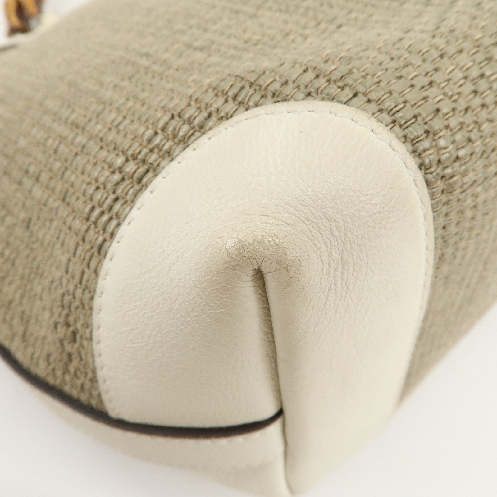 GUCCI Childrens Bamboo Raffia Leather Hand Bag Mini Tote Bag 311175