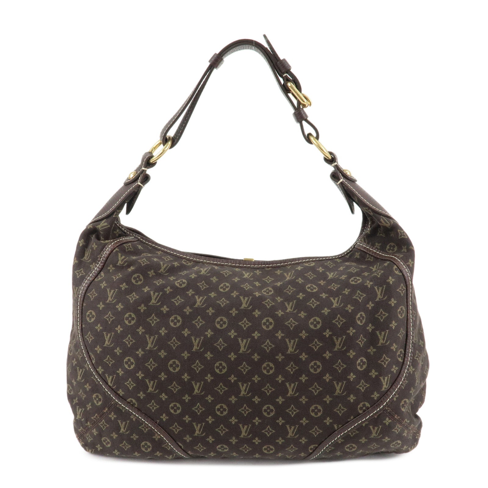 Louis Vuitton Monogram Mini Lin Manon MM Shoulder Bag Ebene M95619 Used