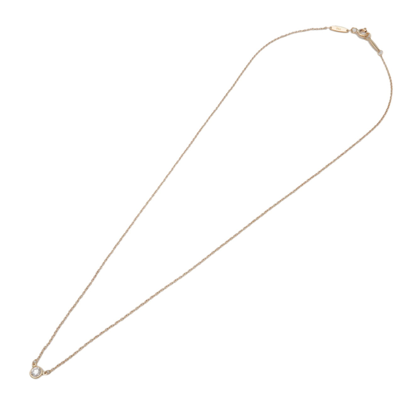 Tiffany & Co By The Yard 1P Diamond Necklace K18 750YG Yellow Gold