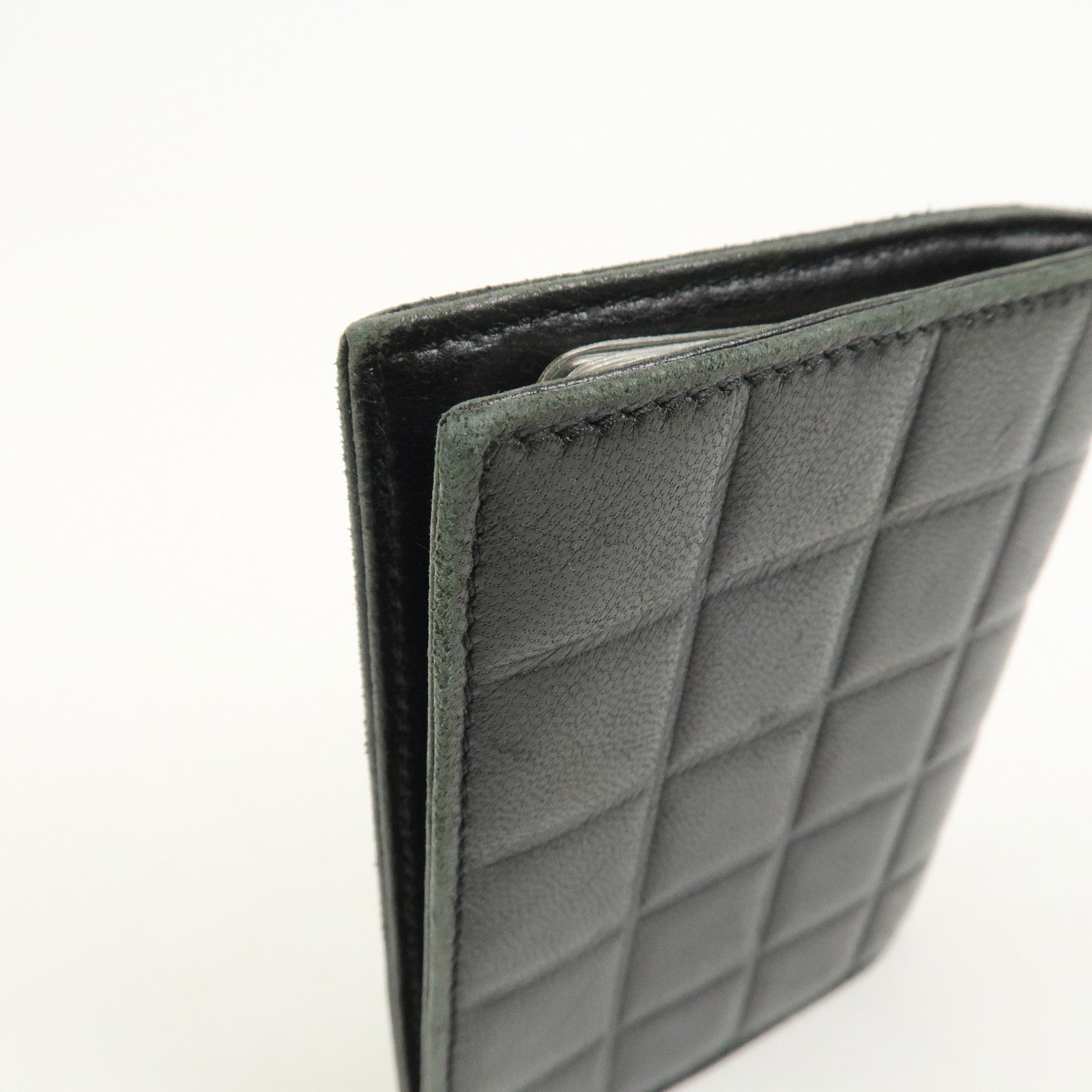 CHANEL Chocolate Bar Lamb Skin Card Case Card Holder Black
