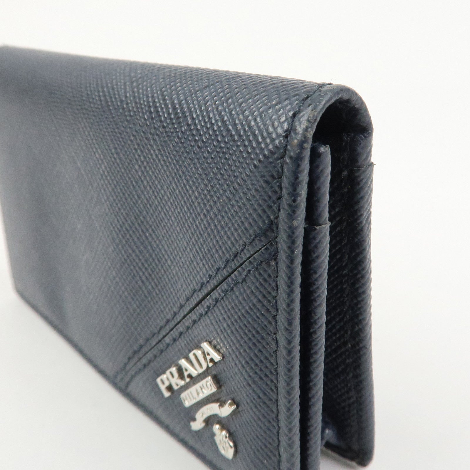 PRADA Saffiano Leather Card Case Card Holder Navy 2MC122