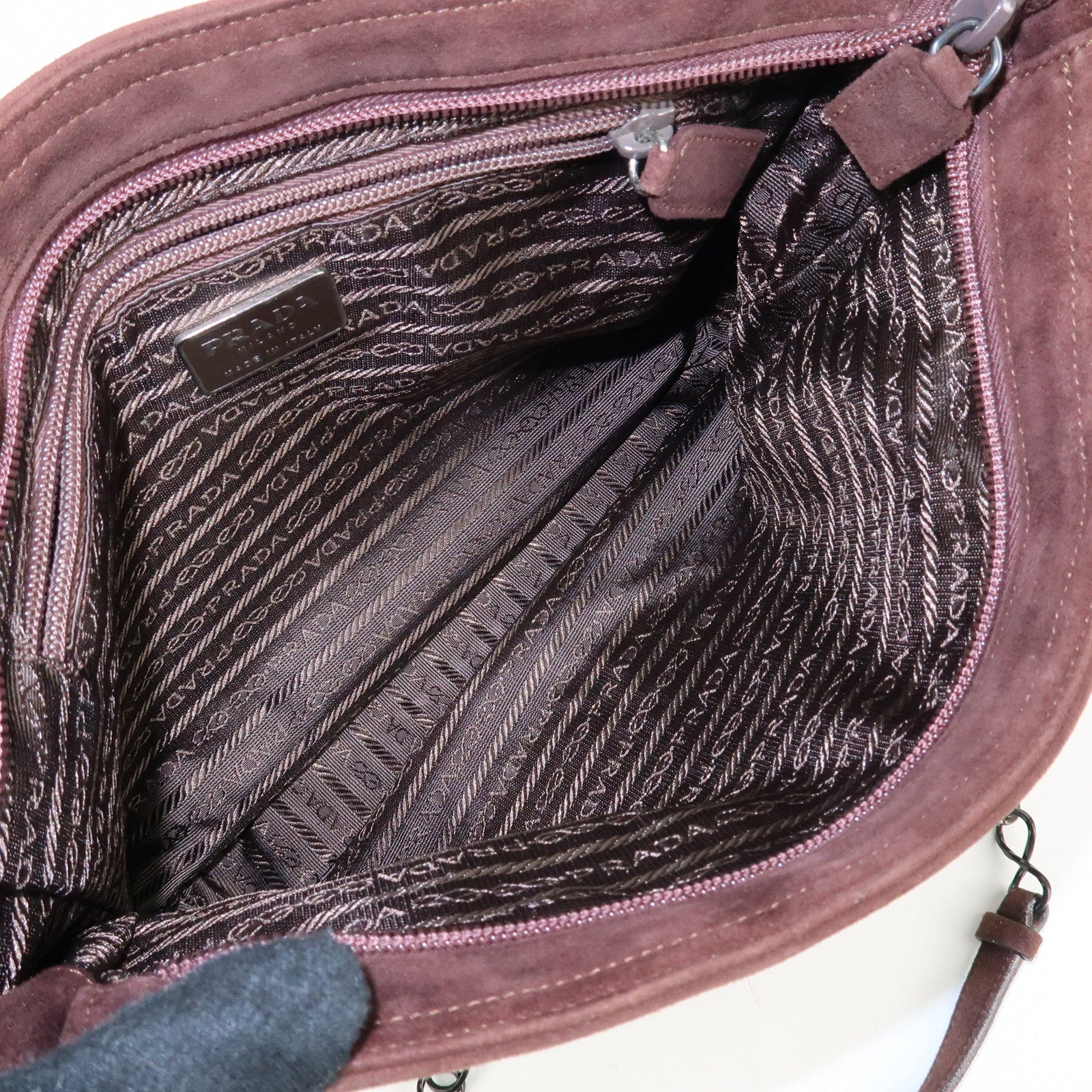 PRADA Suede Leather Chain Shoulder Bag Hand Bag Brown