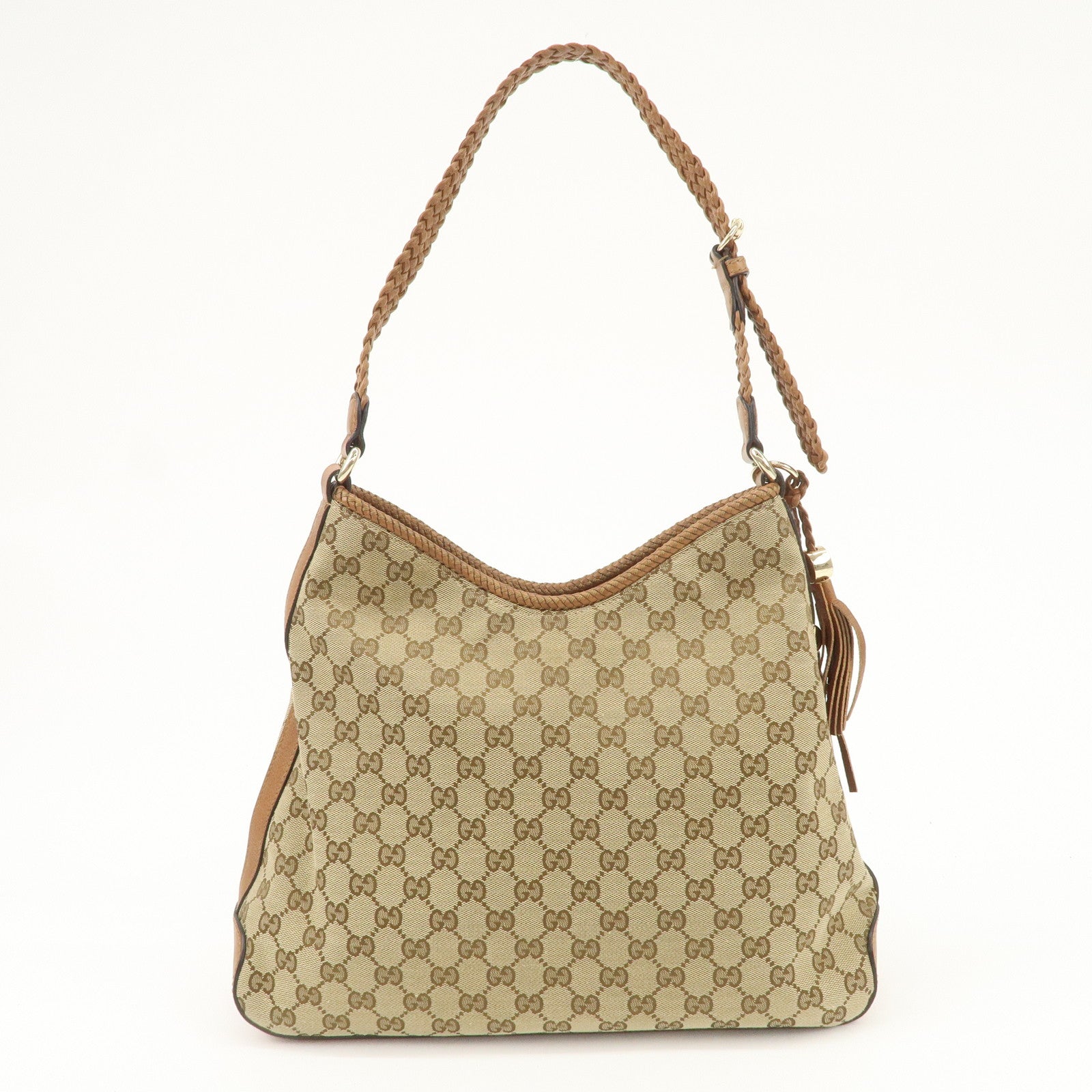 GUCCI Marrakech GG Canvas Leather Shoulder Bag Beige Brown 257026 Used