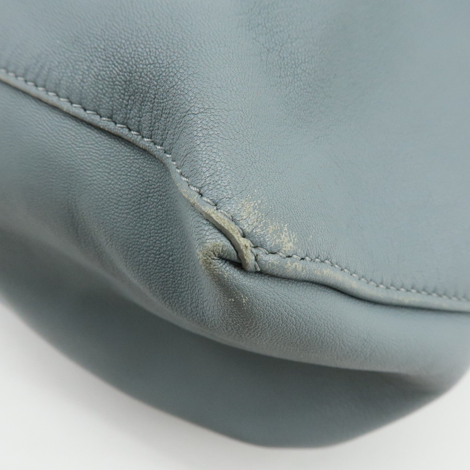 CELINE Horizontal Cabas Leather Tote Bag Shoulder Bag Light Blue