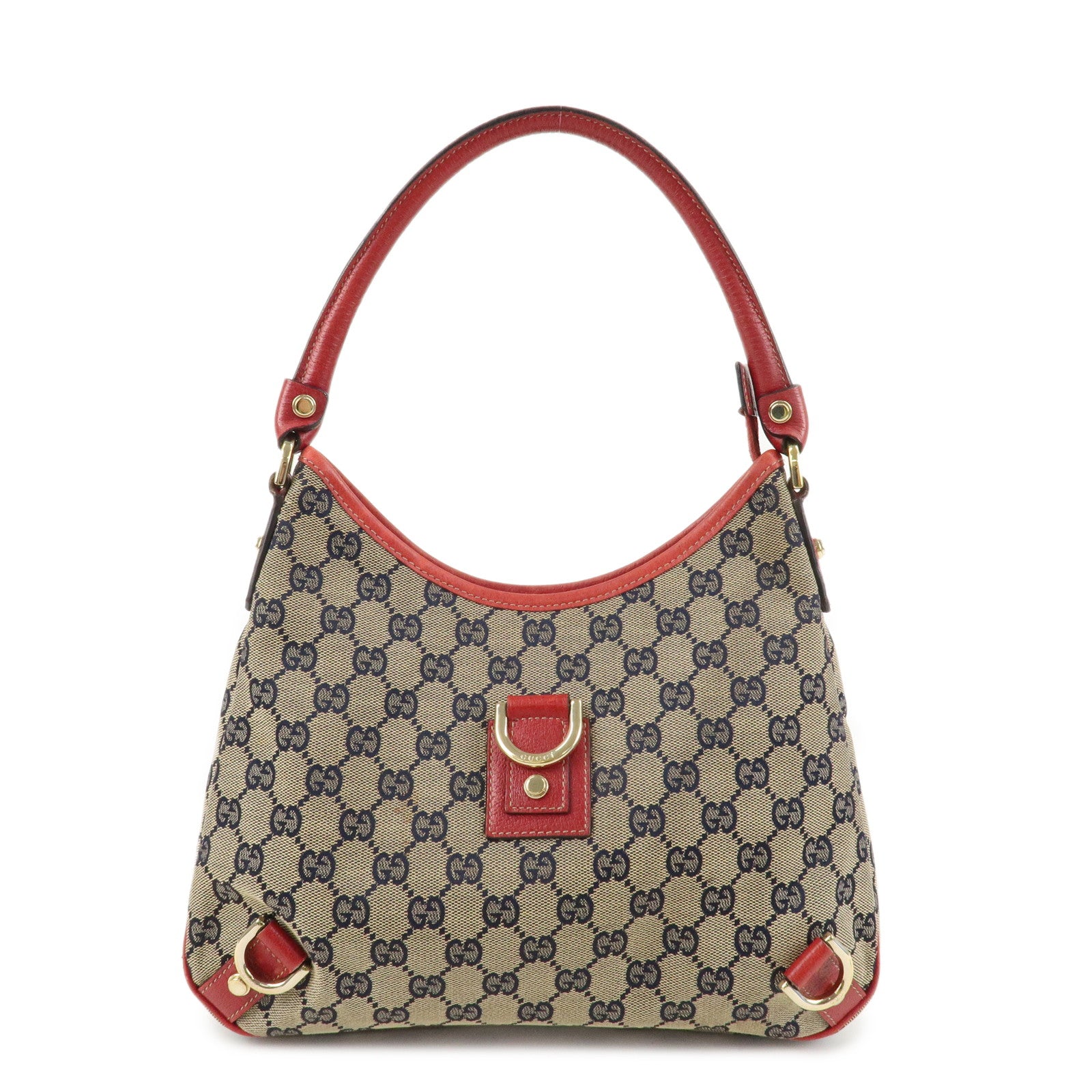 GUCCI Abbey GG Canvas Leather Shoulder Bag Hand Bag Beige Red 130738 Used