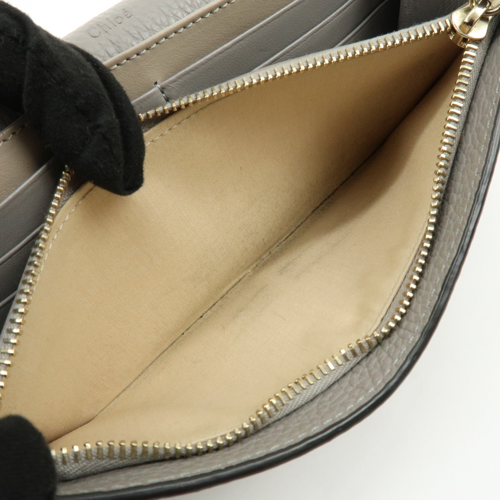 Chloe Alphabet Leather Flap Long Wallet C Charm Gray