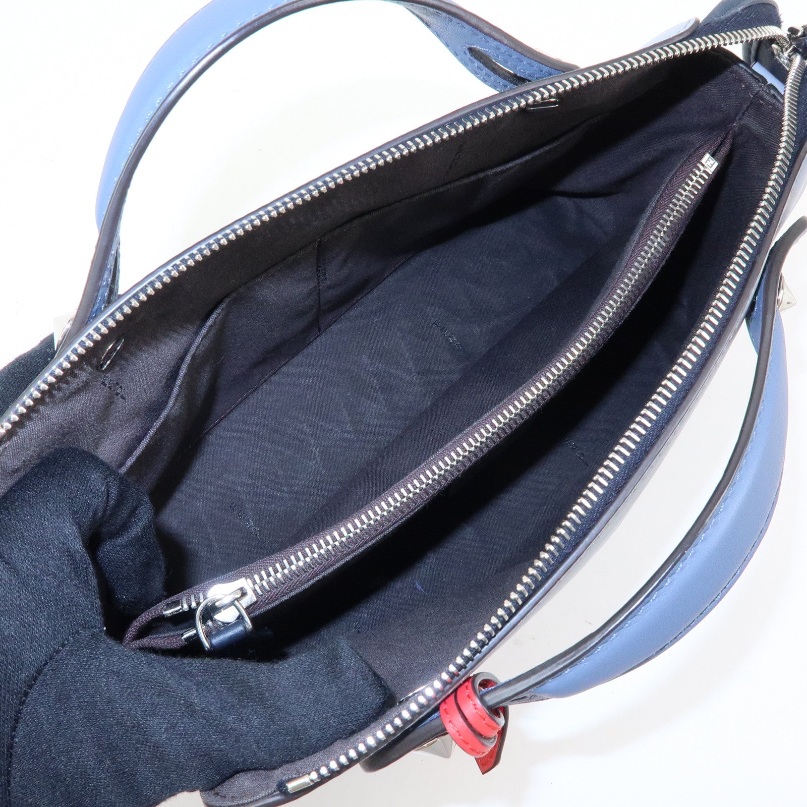 FENDI By The Way Leather Medium 2Way Bag Shoulder Bag Blue 8BL124