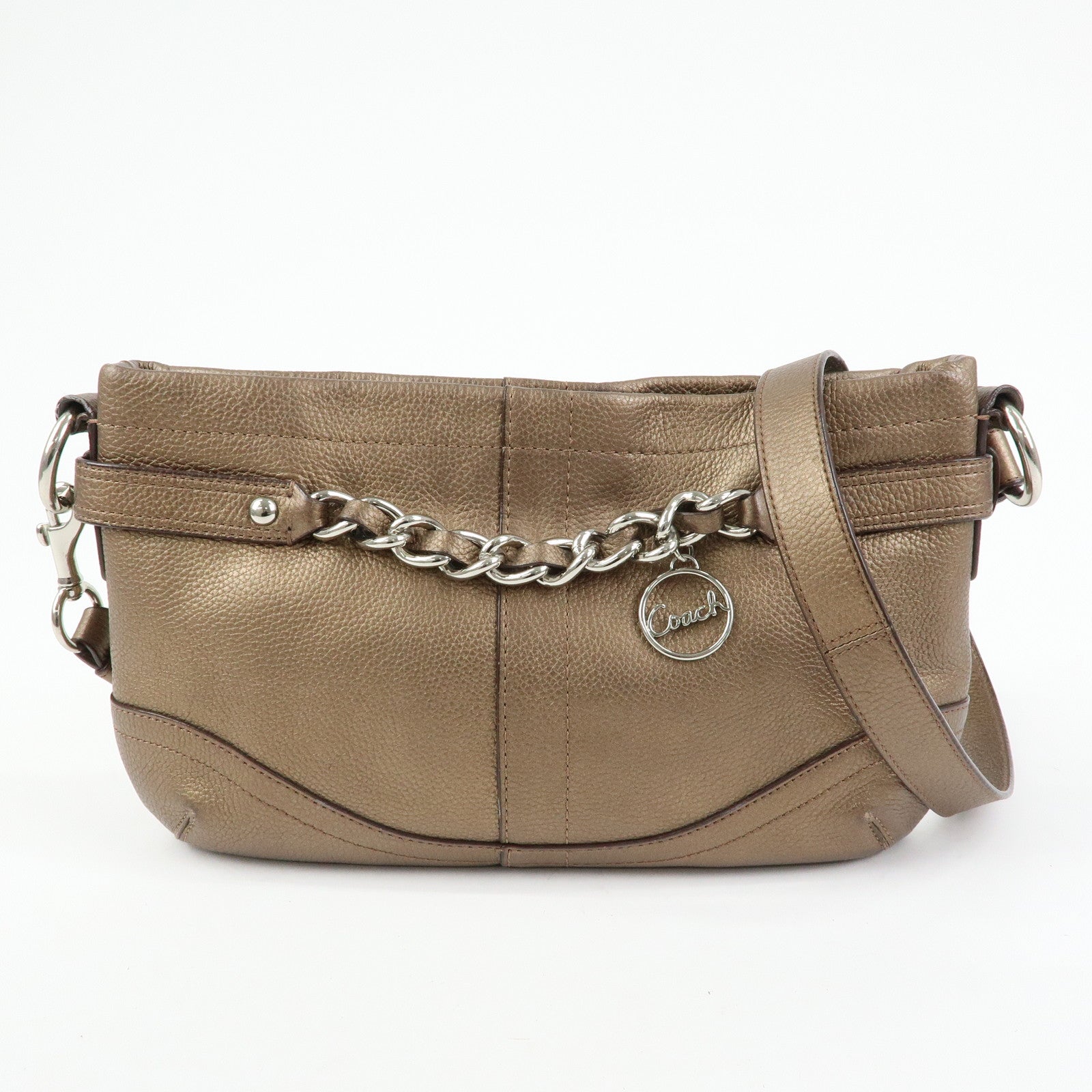 COACH Set of 2 Canvas Leather Shoulder Bag Brown Bronze