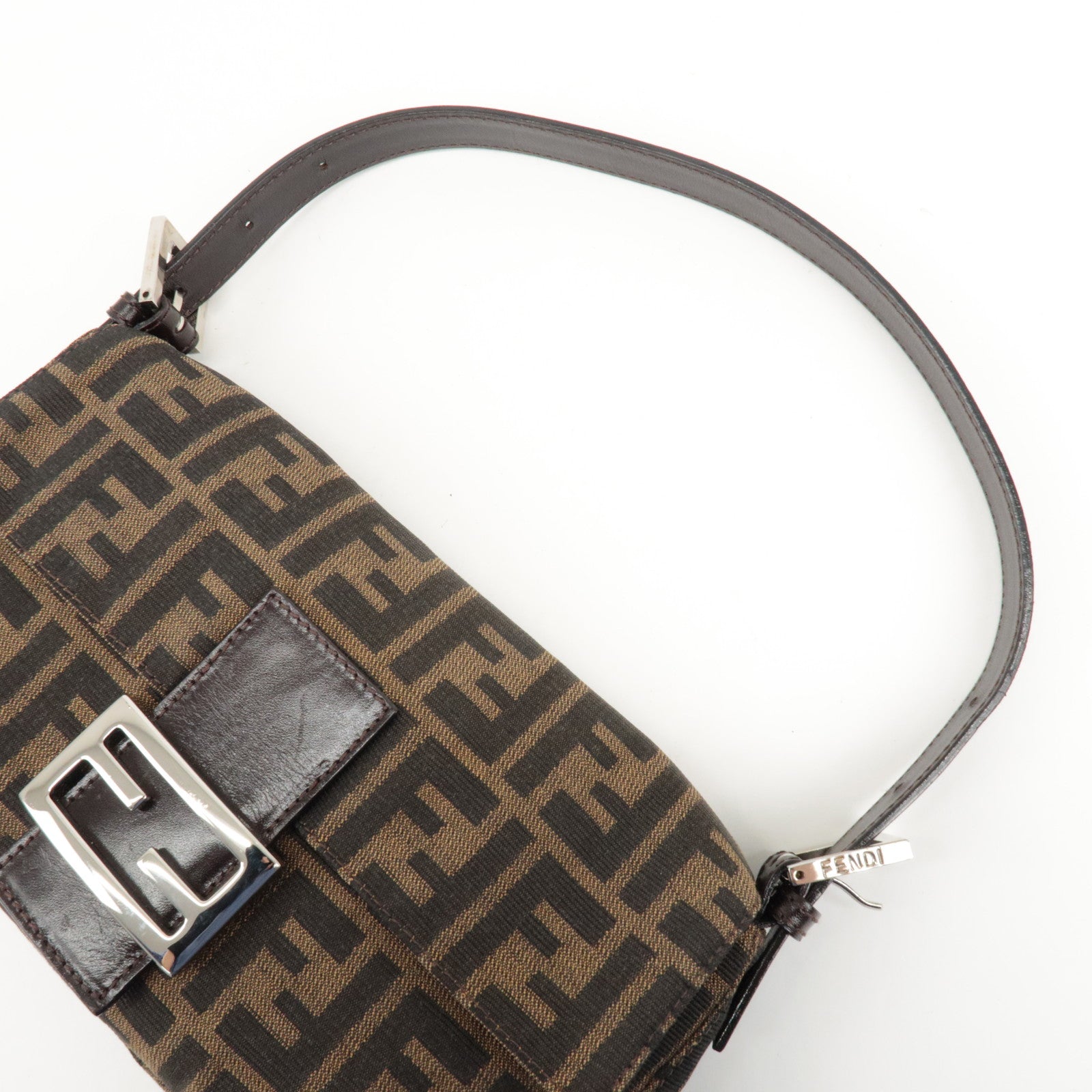FENDI Mamma Baguette Zucca Canvas Leather Shoulder Bag 26424 Used