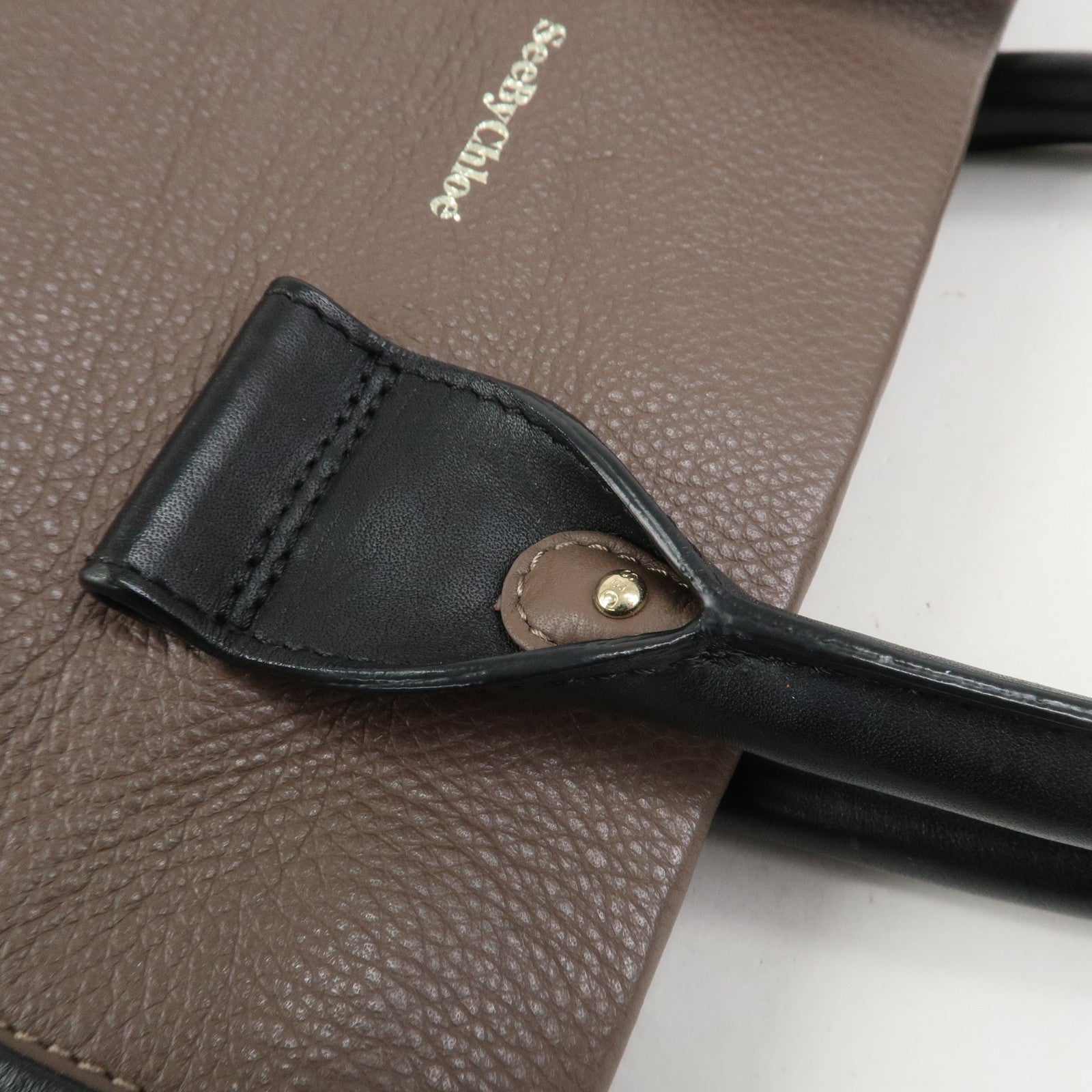 Chloe See by Chloe Leather Tote Bag Hand Bag Gray