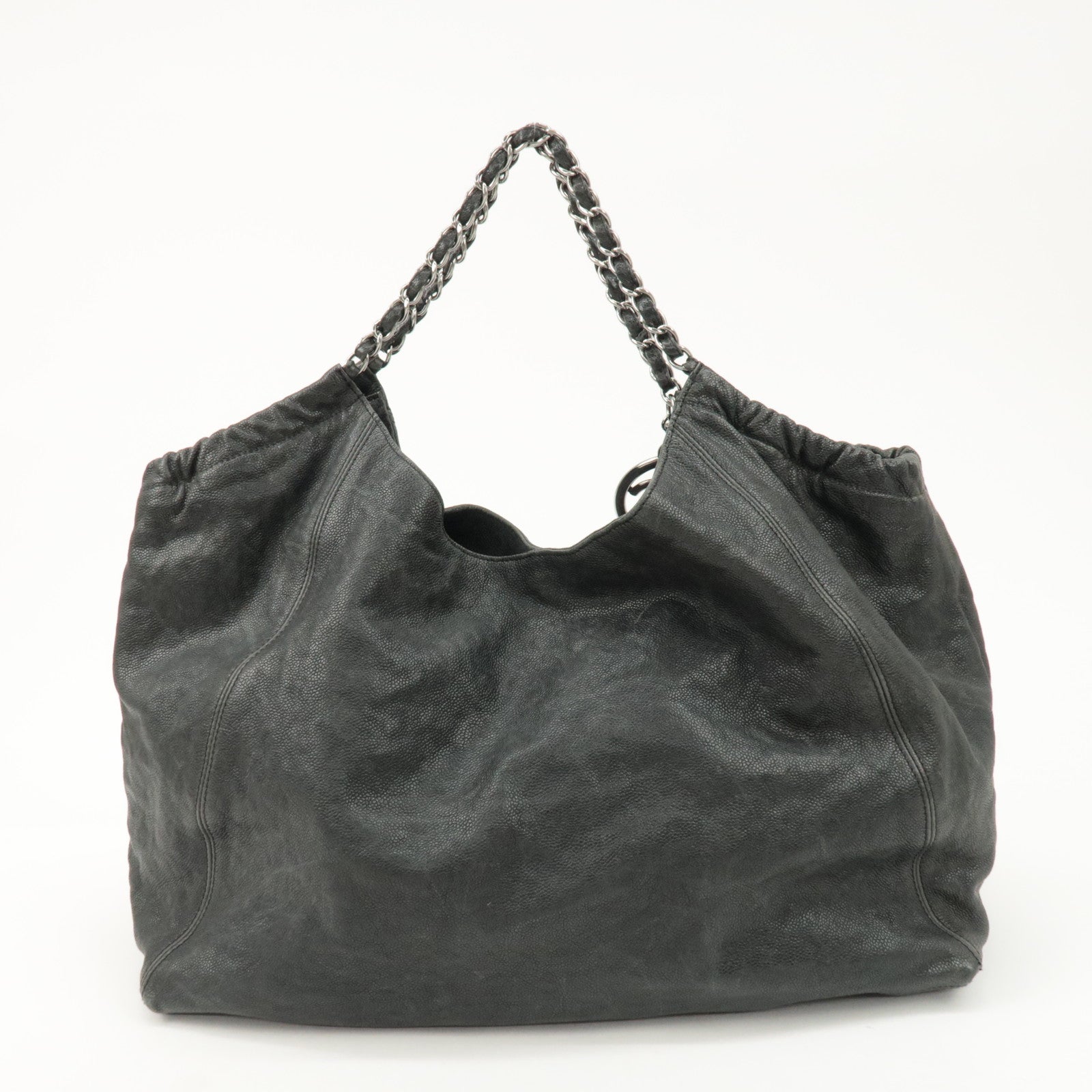 CHANEL COCO Cabus GM Caviarskin Chain Shoulder Bag Black A33450 Used