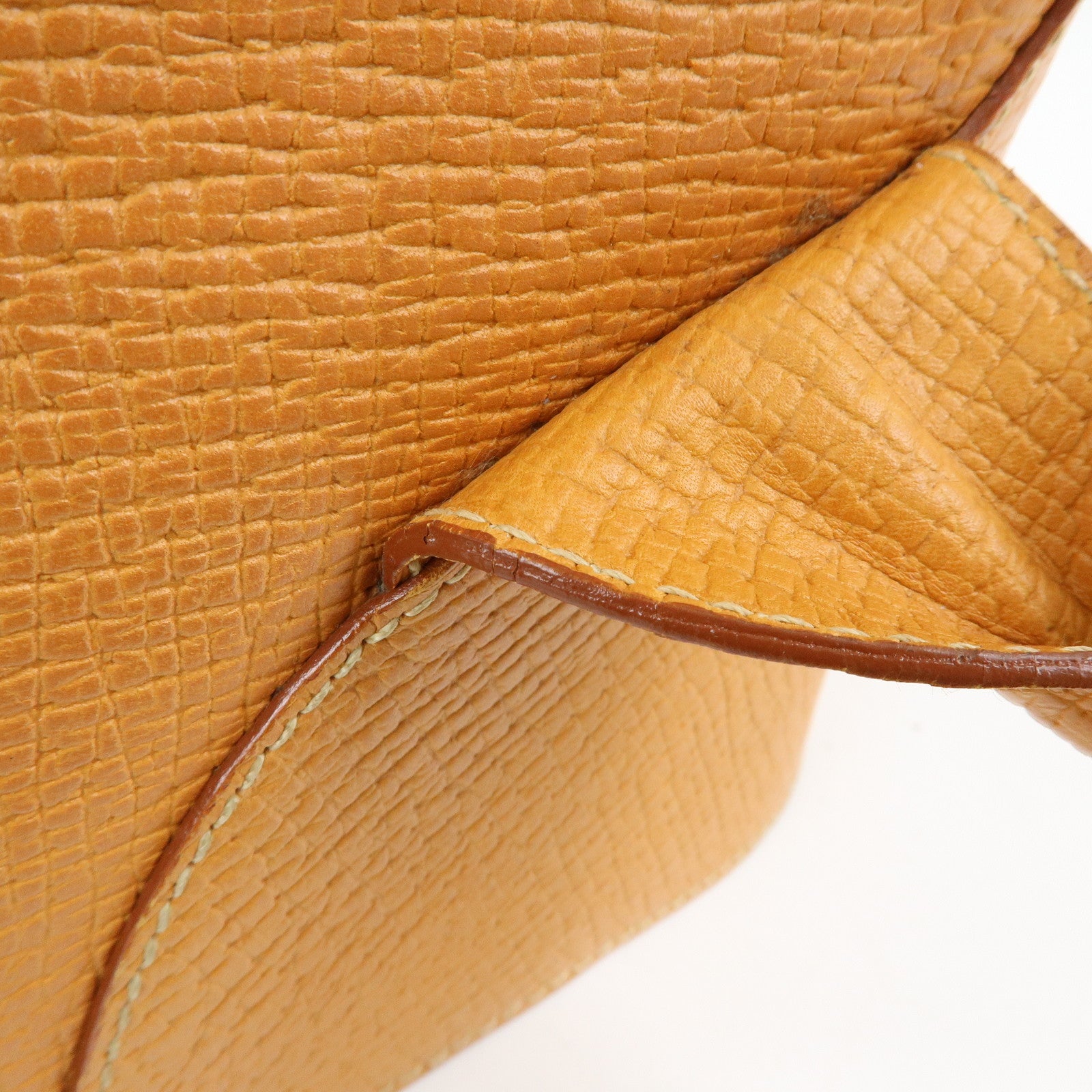 LOEWE Logo Embossed Leather Hand Bag Shoulder Bag Camel