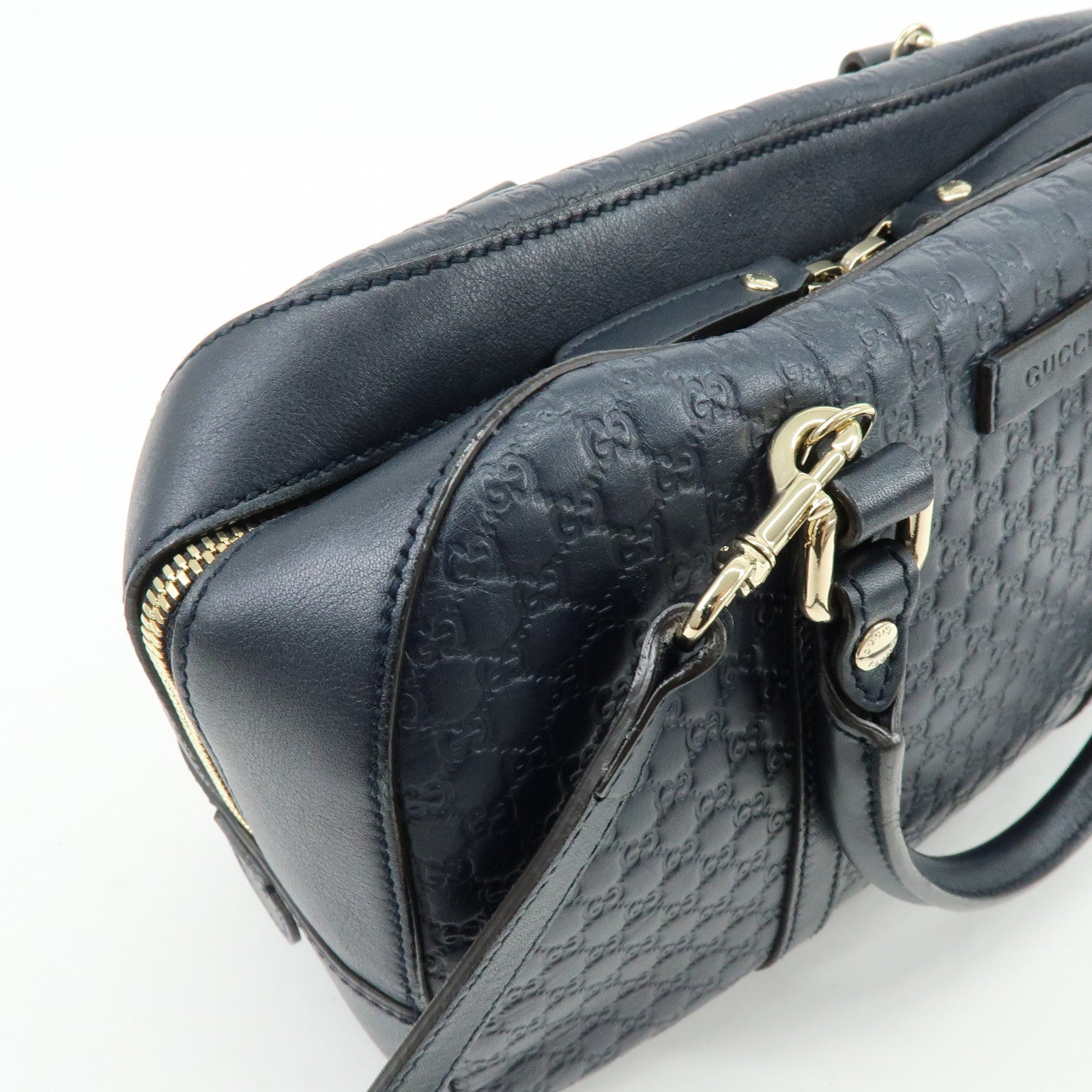 GUCCI Microguccissima Leather 2Way Bag Hand Bag Dark Navy 510286