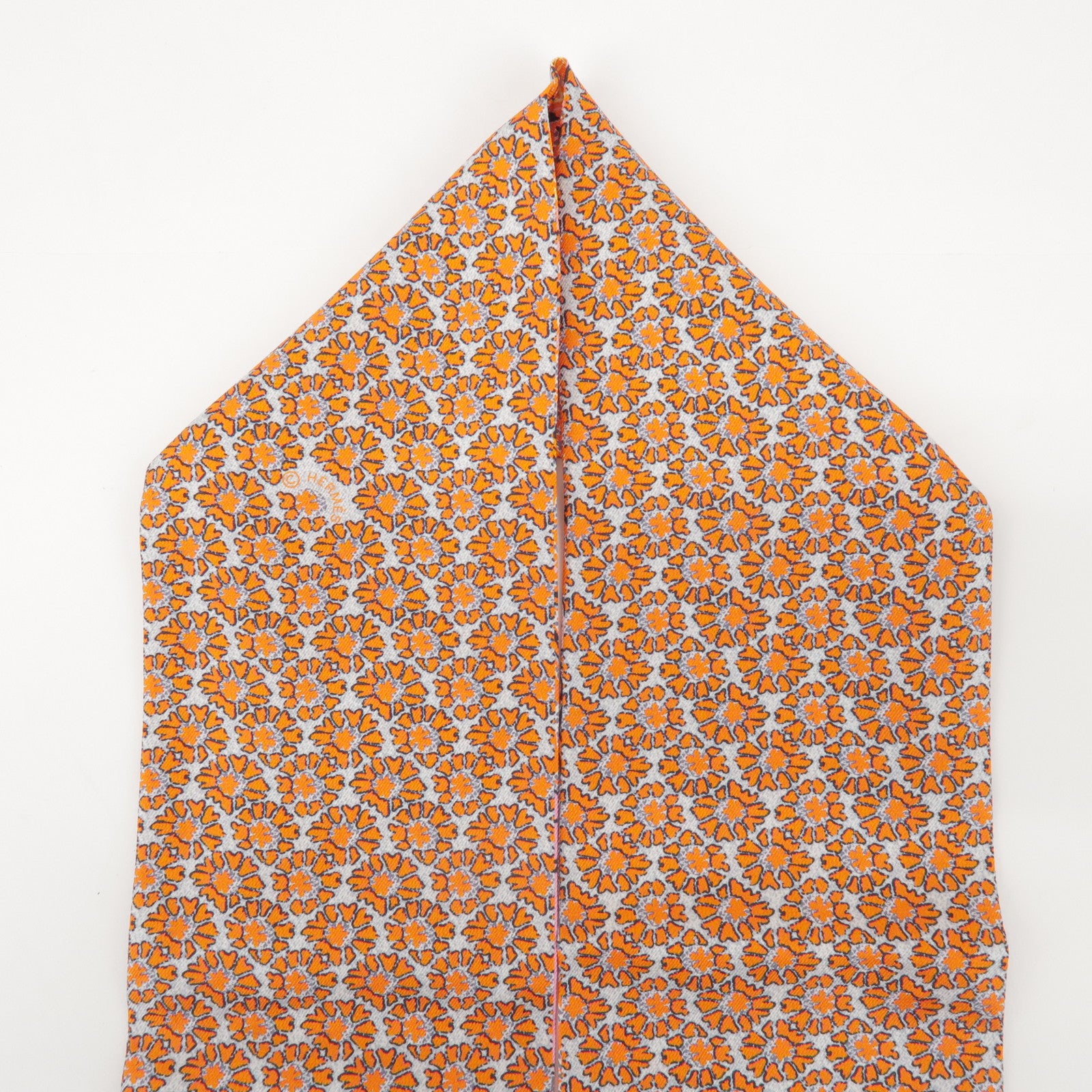 HERMES Maxi Twilly Silk 100% Scarf Animal Motif Orange