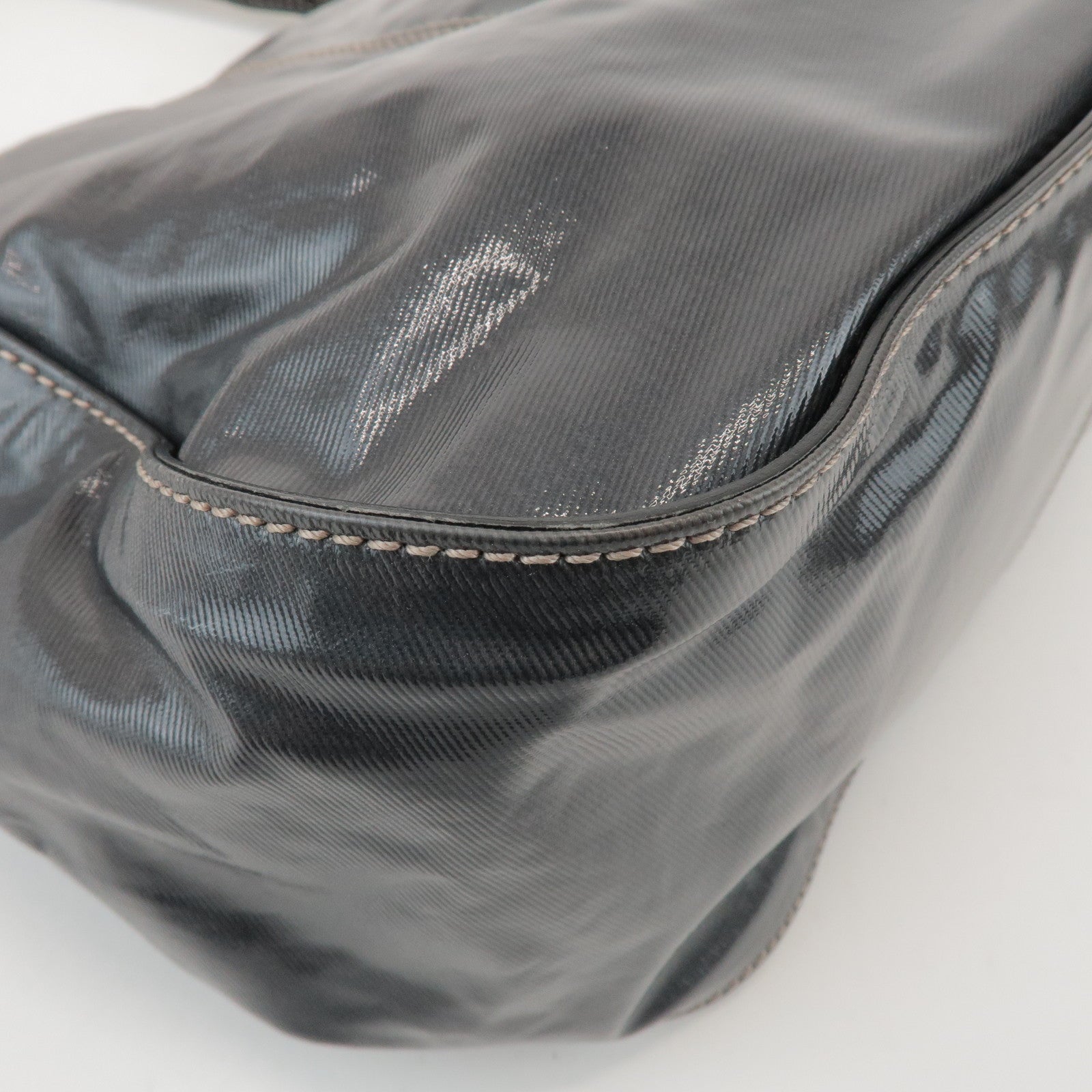 TOD'S PVC Coated Canvas Leather Tote Bag Hand Bag Black