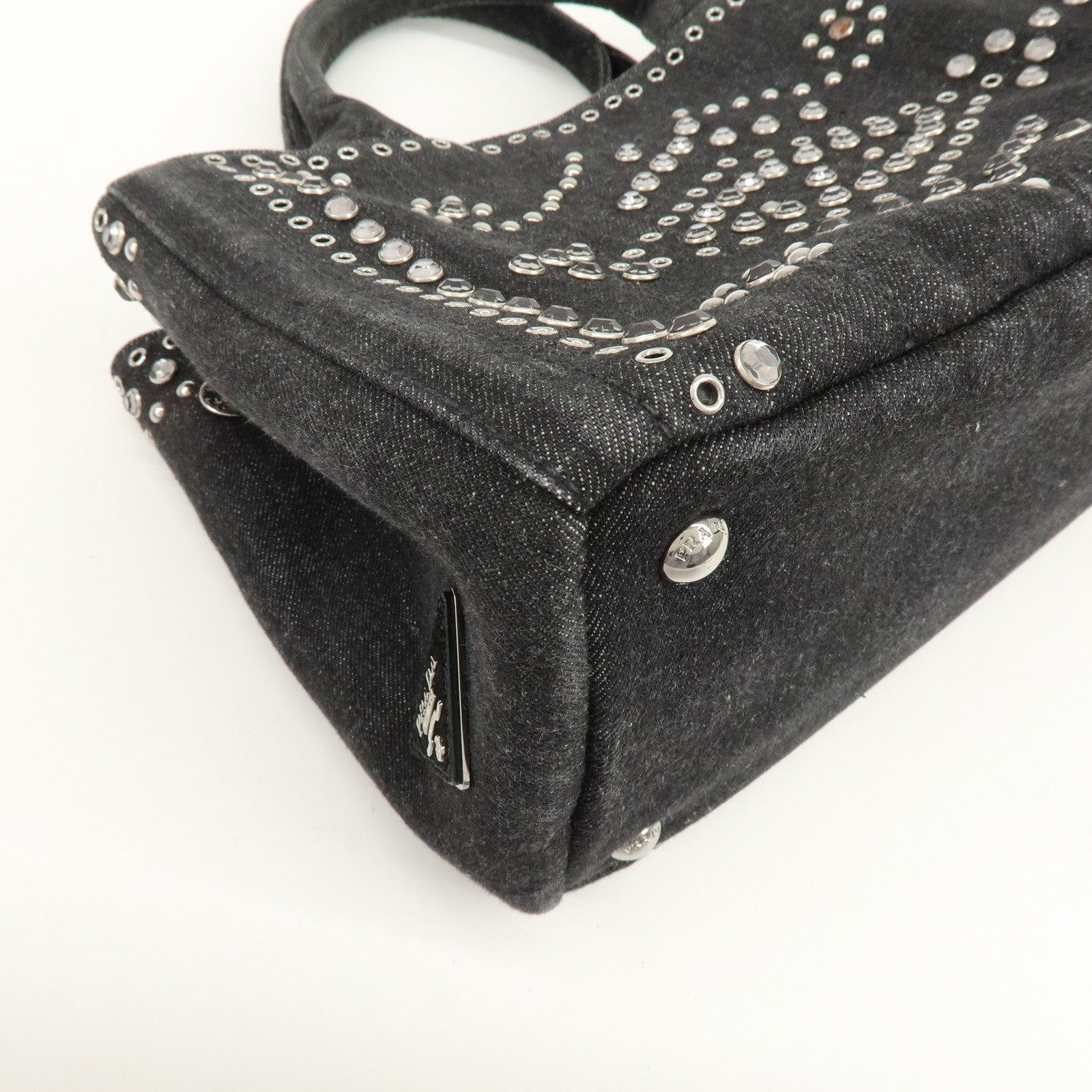 PRADA Triangle Logo Canapa Mini Bijou Denim Canvas 2Way Bag BN2439