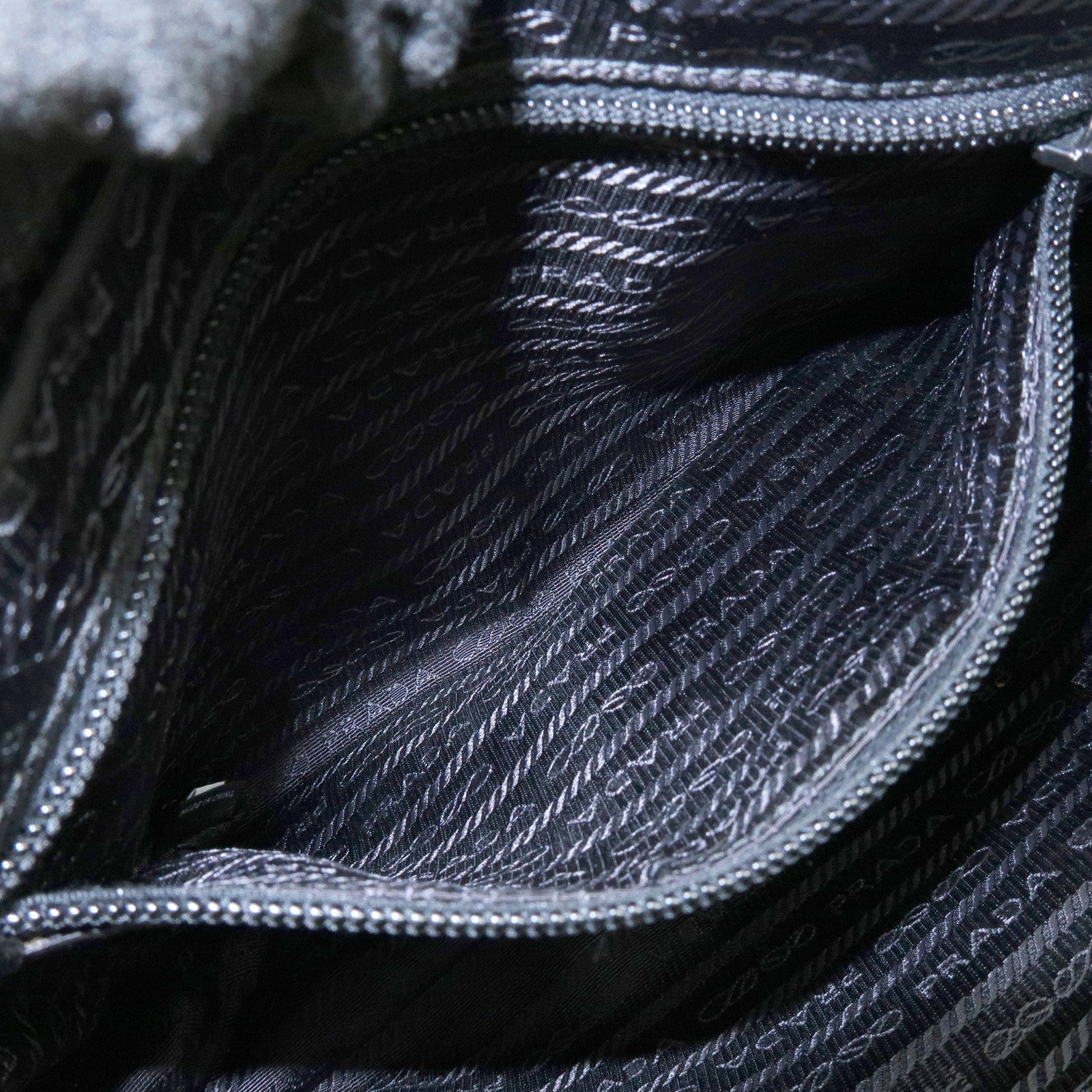 PRADA Triangle Logo Nylon Saffiano Leather Cosmetic Pouch 2NE007