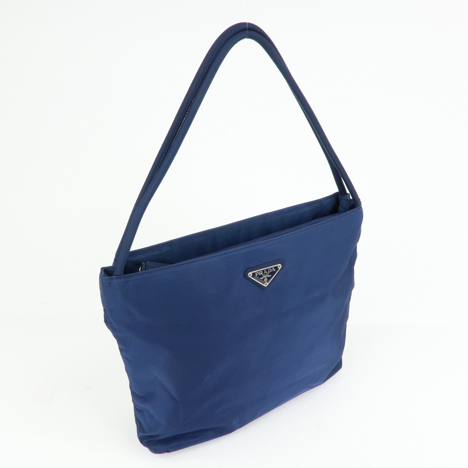 PRADA Triangle Logo Nylon Shoulder Bag Hand Bag Navy B6242
